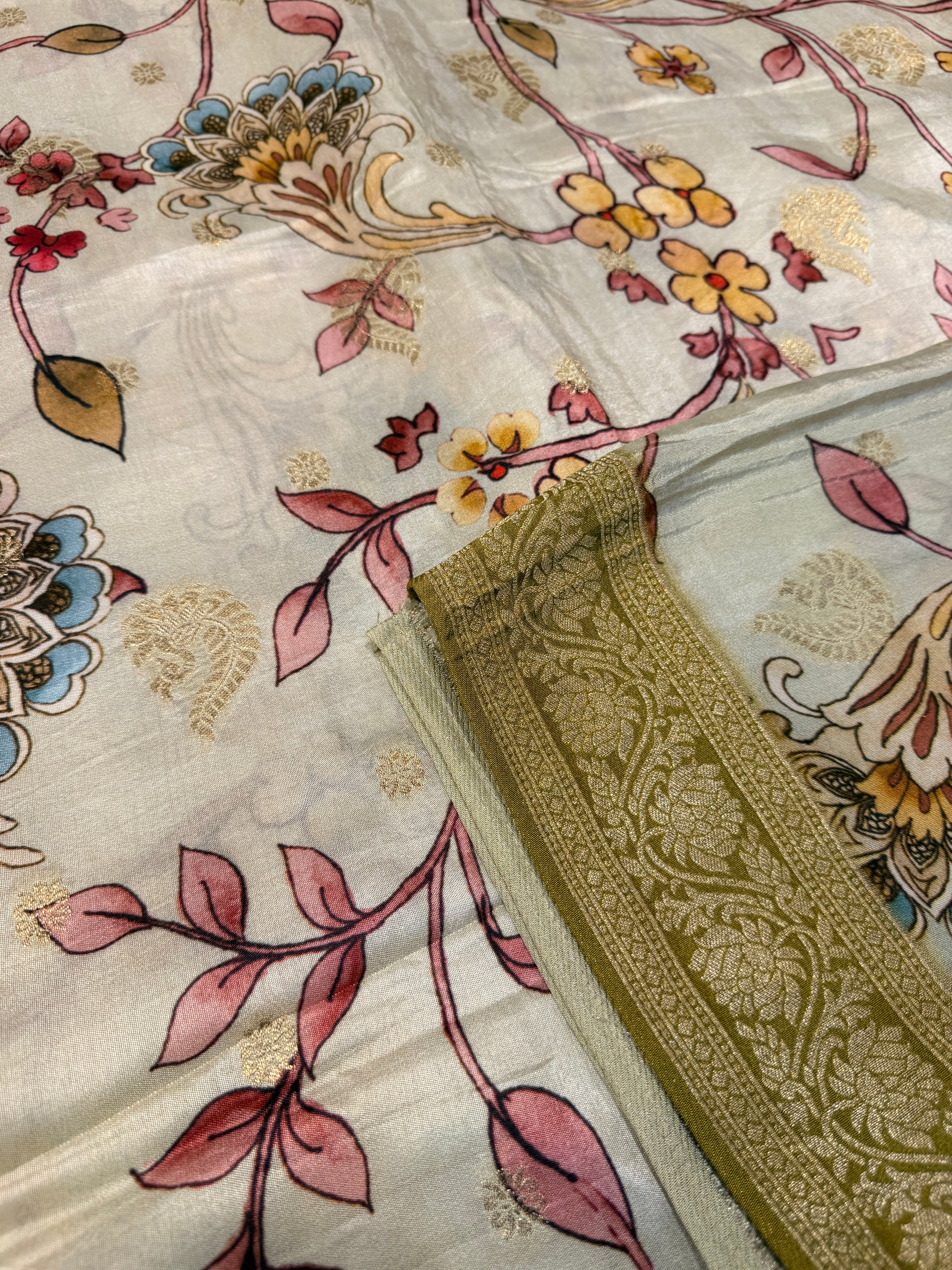Printed Crepe Silk Cream