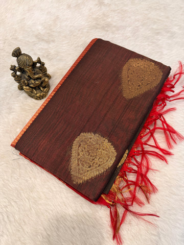Pure Kanchi Cotton Silk- Brown N Marron