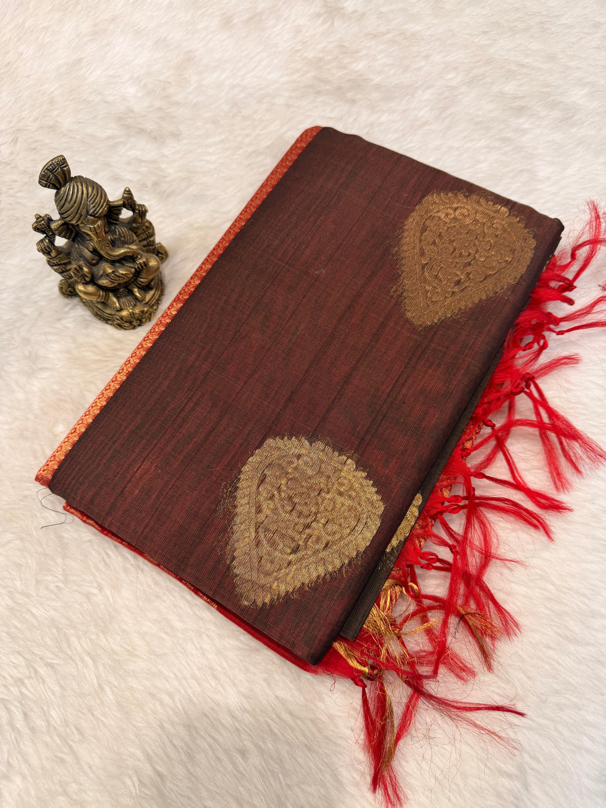 Pure Kanchi Cotton Silk- Brown N Marron