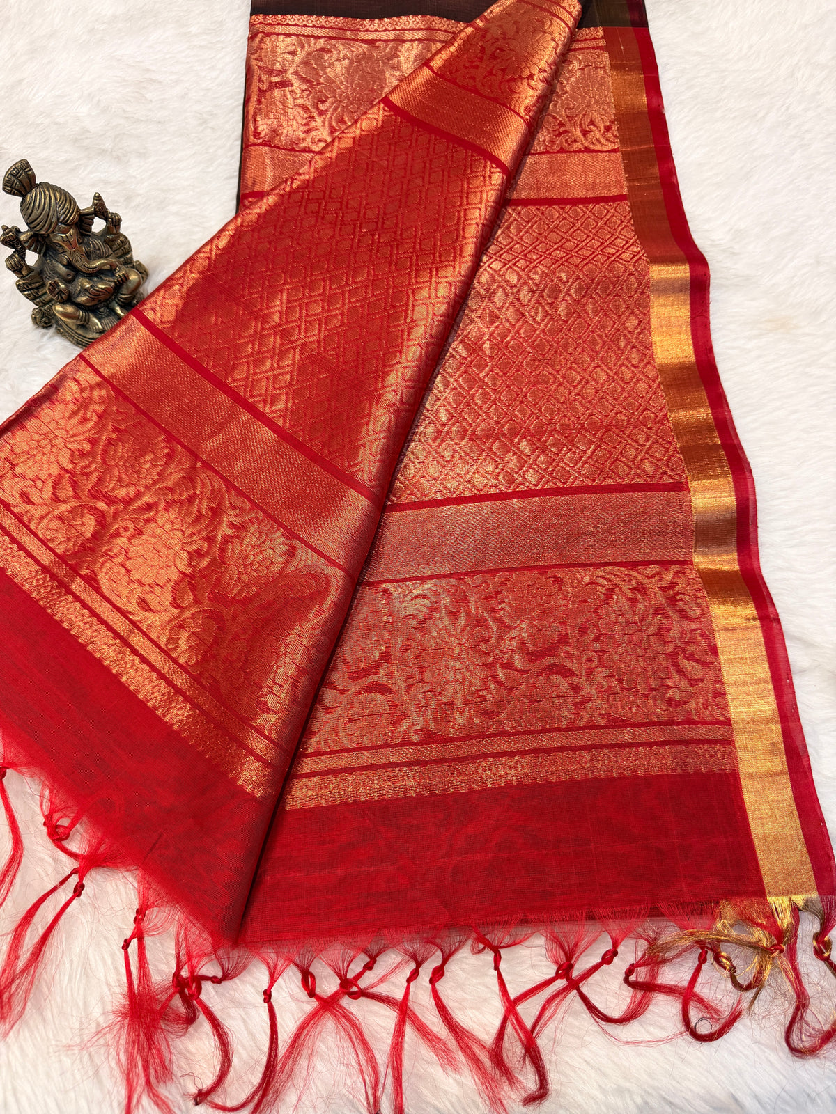 Pure Kanchi Cotton Silk- Brown N Marron