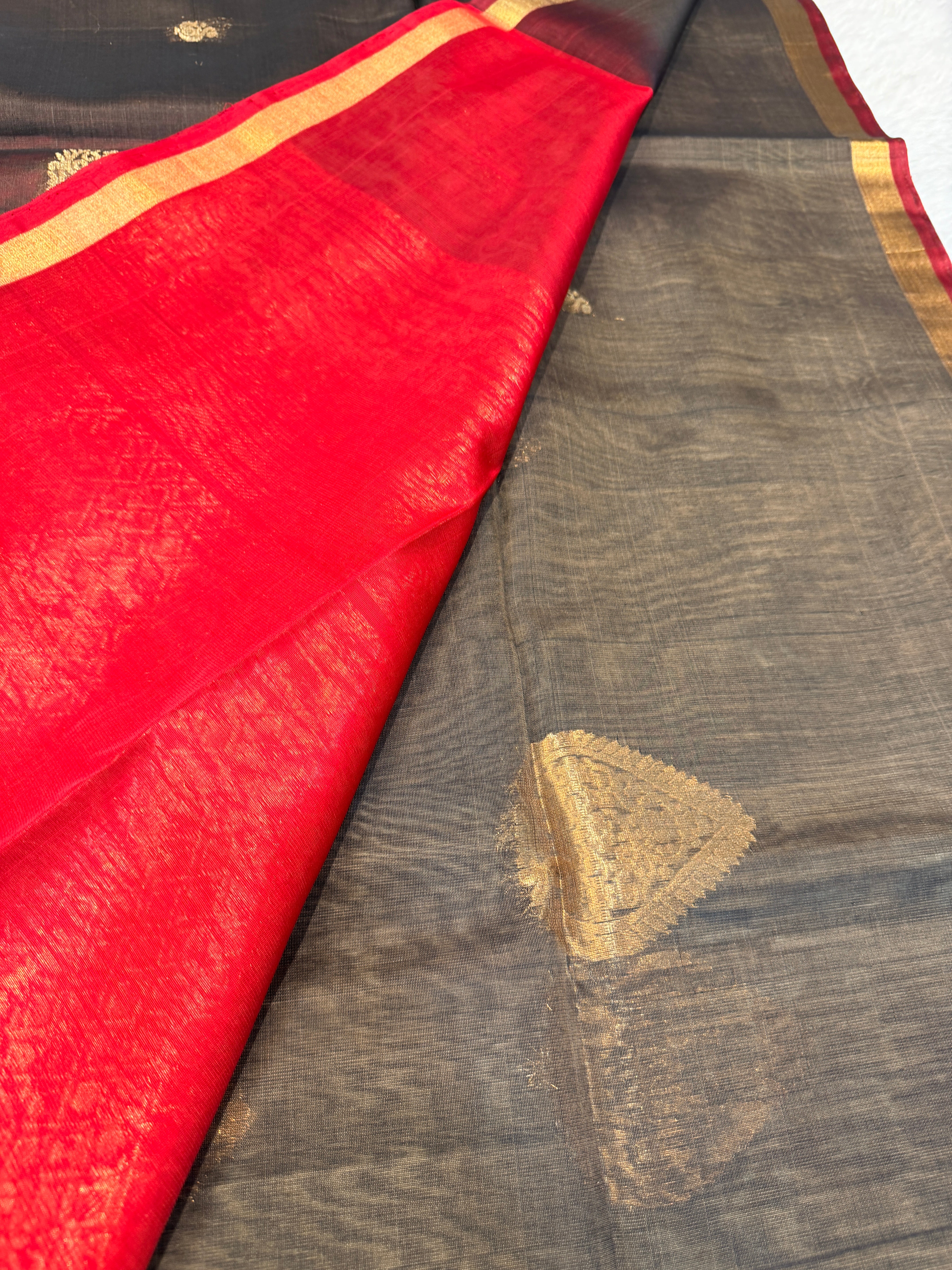 Pure Kanchi Cotton Silk- Brown N Marron