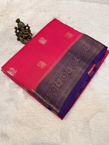 Checks Viscose Silk-Dark Pink