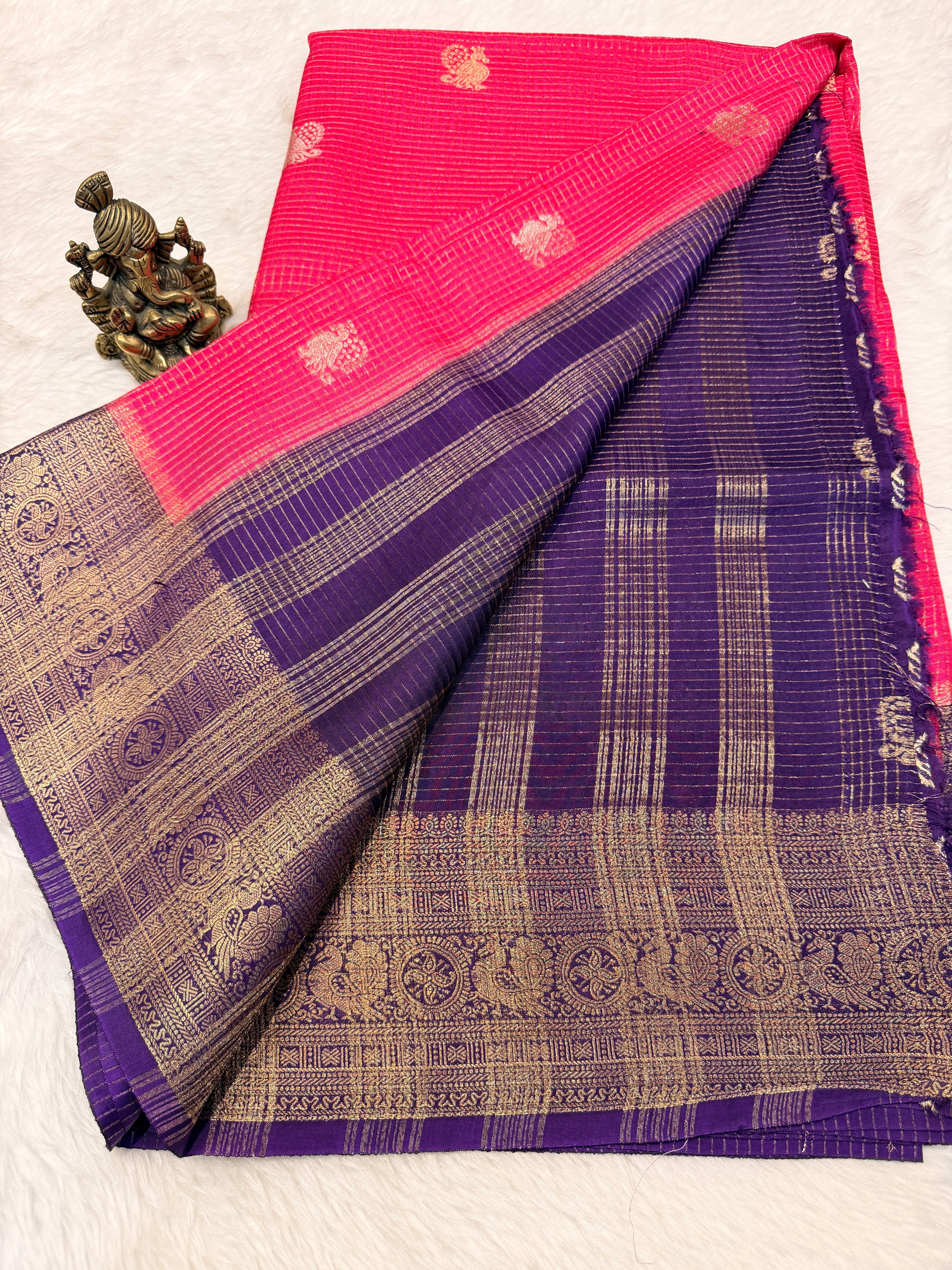 Checks Viscose Silk-Dark Pink