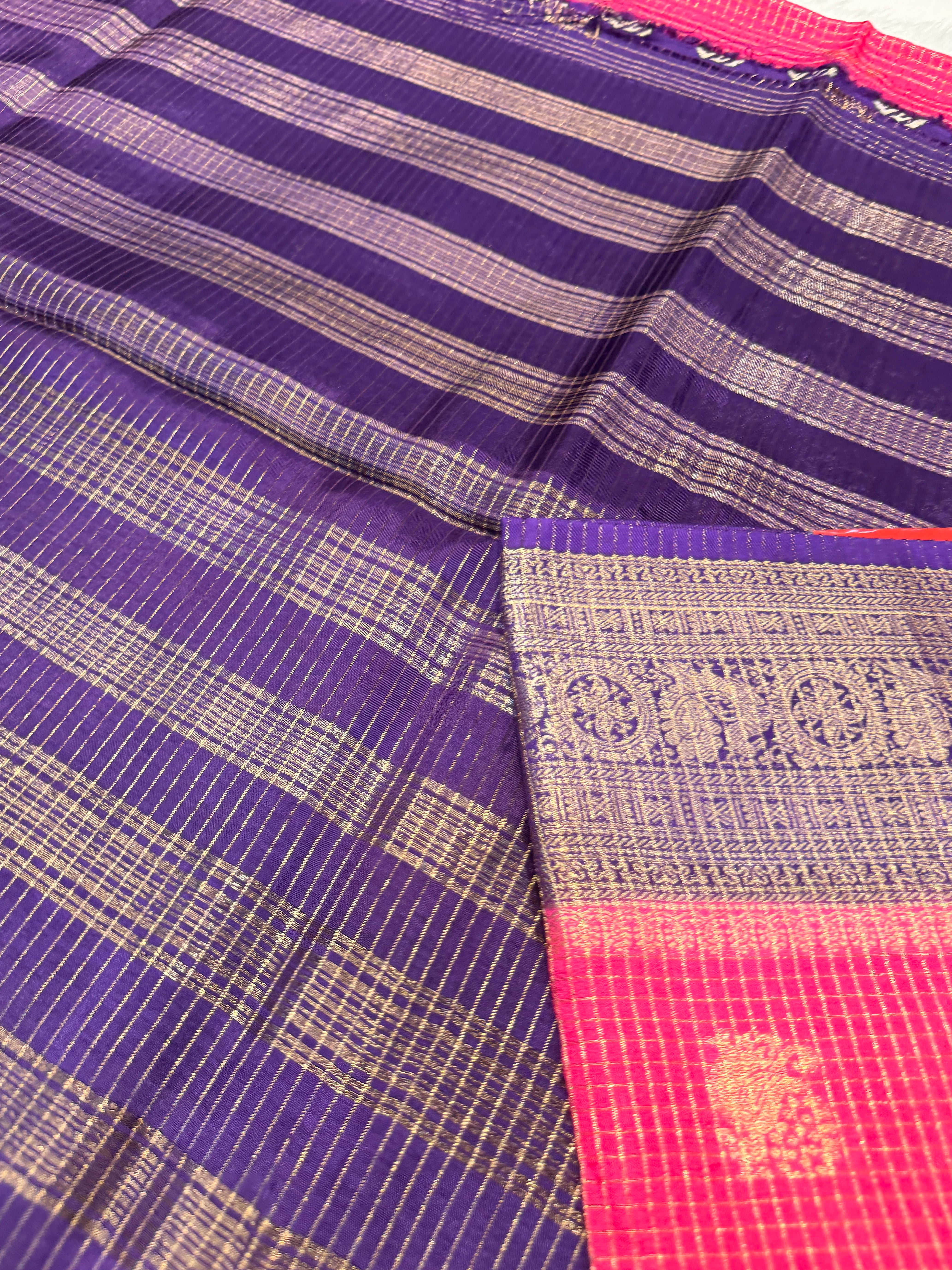Checks Viscose Silk-Dark Pink