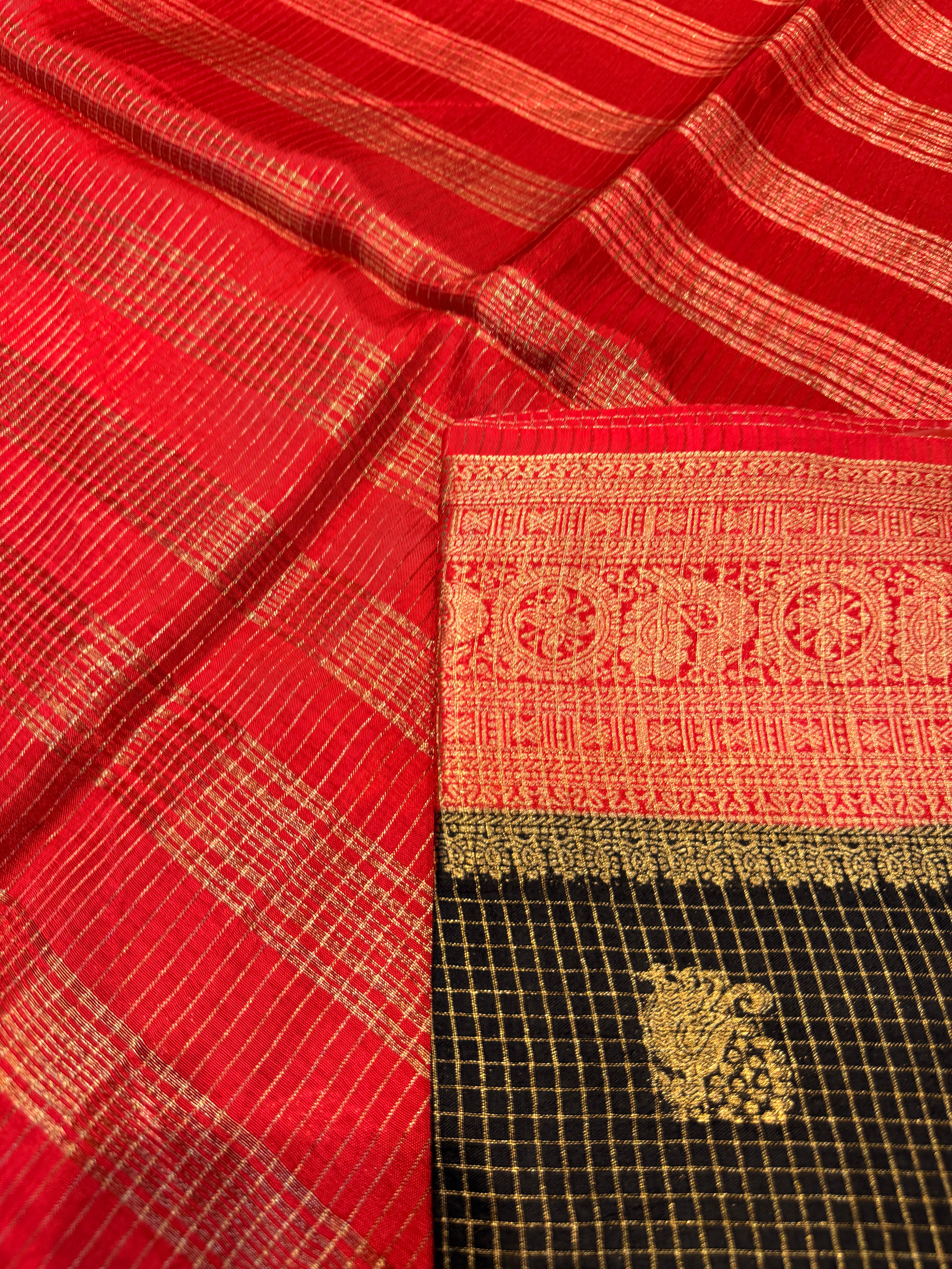 Checks Viscose Silk-Black