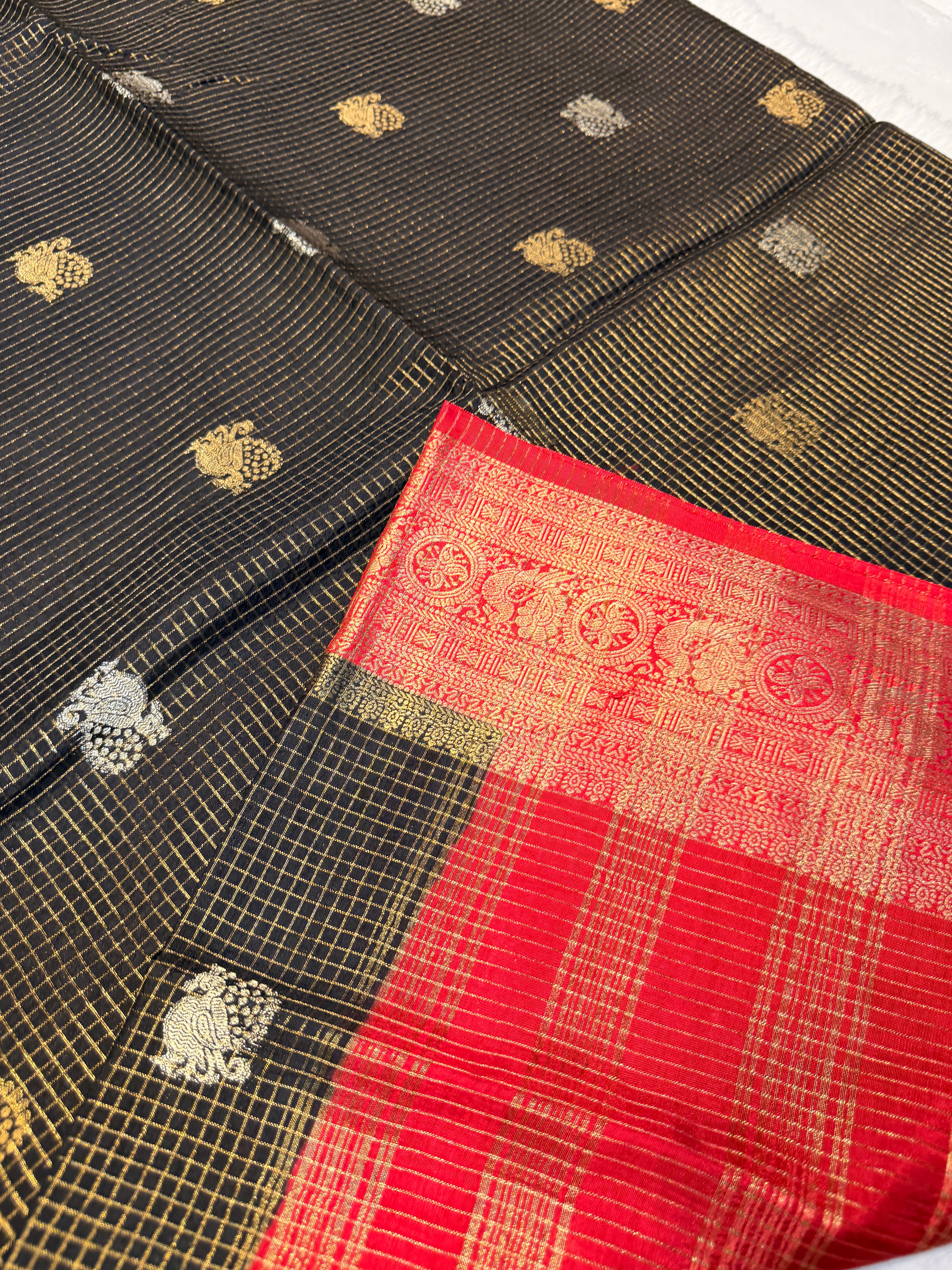 Checks Viscose Silk-Bottle Green