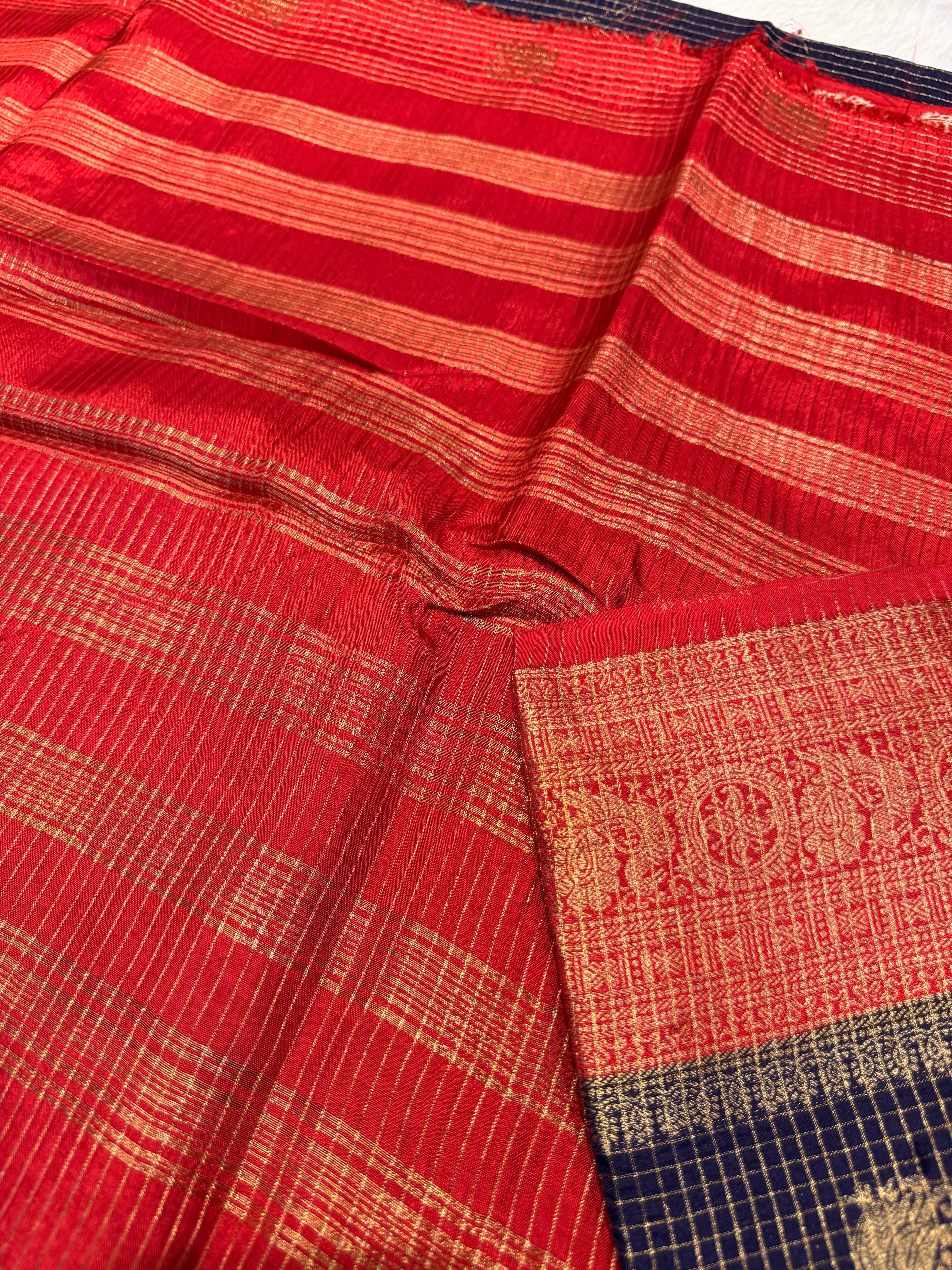 Checks Viscose Silk-Navy Blue