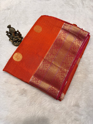 Checks Viscose Silk-Orange