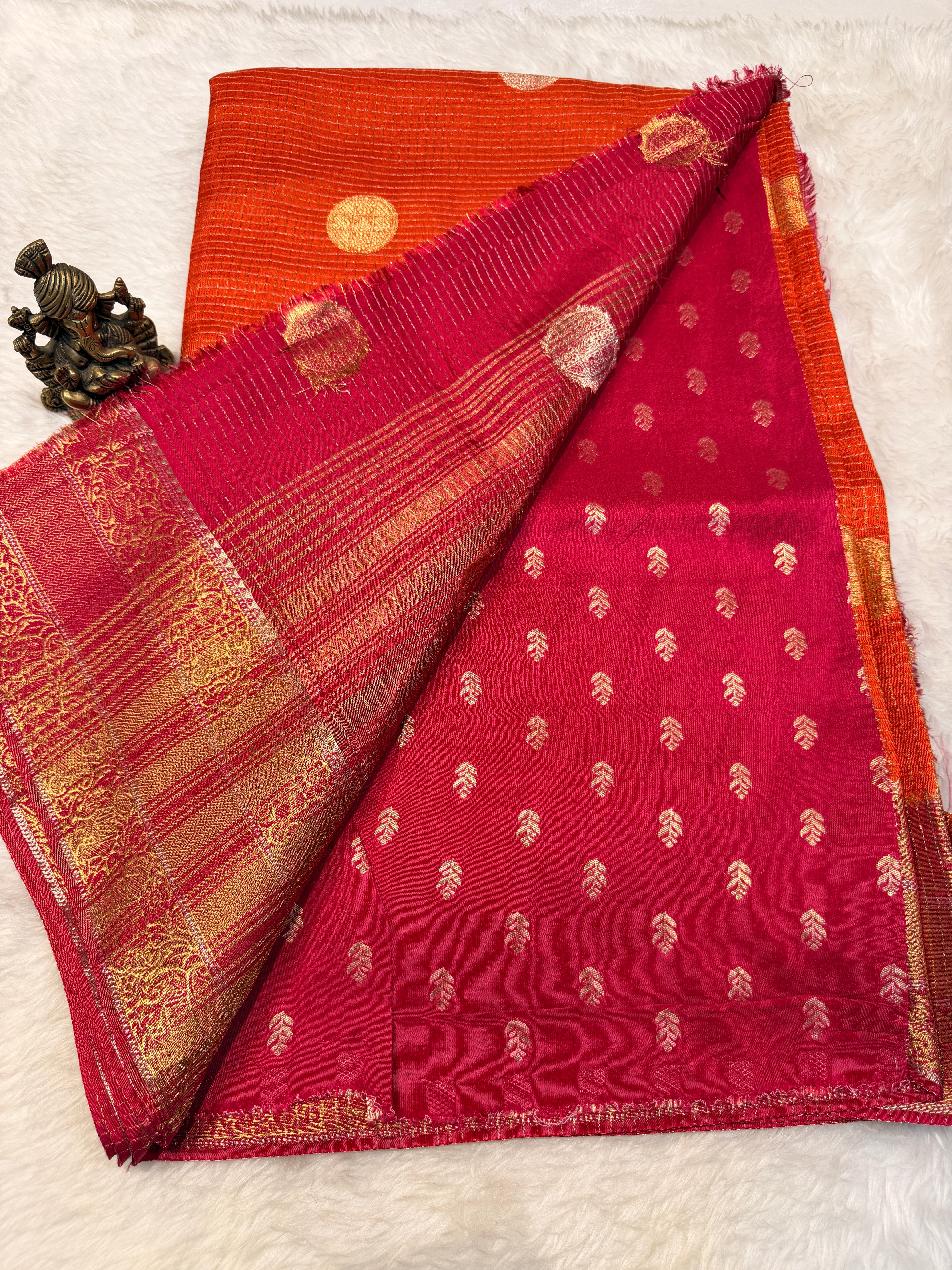 Checks Viscose Silk-Orange