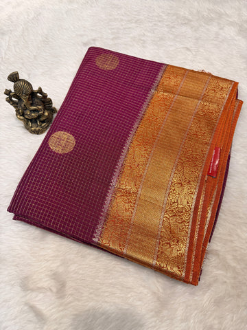 Checks Viscose Silk-Wine