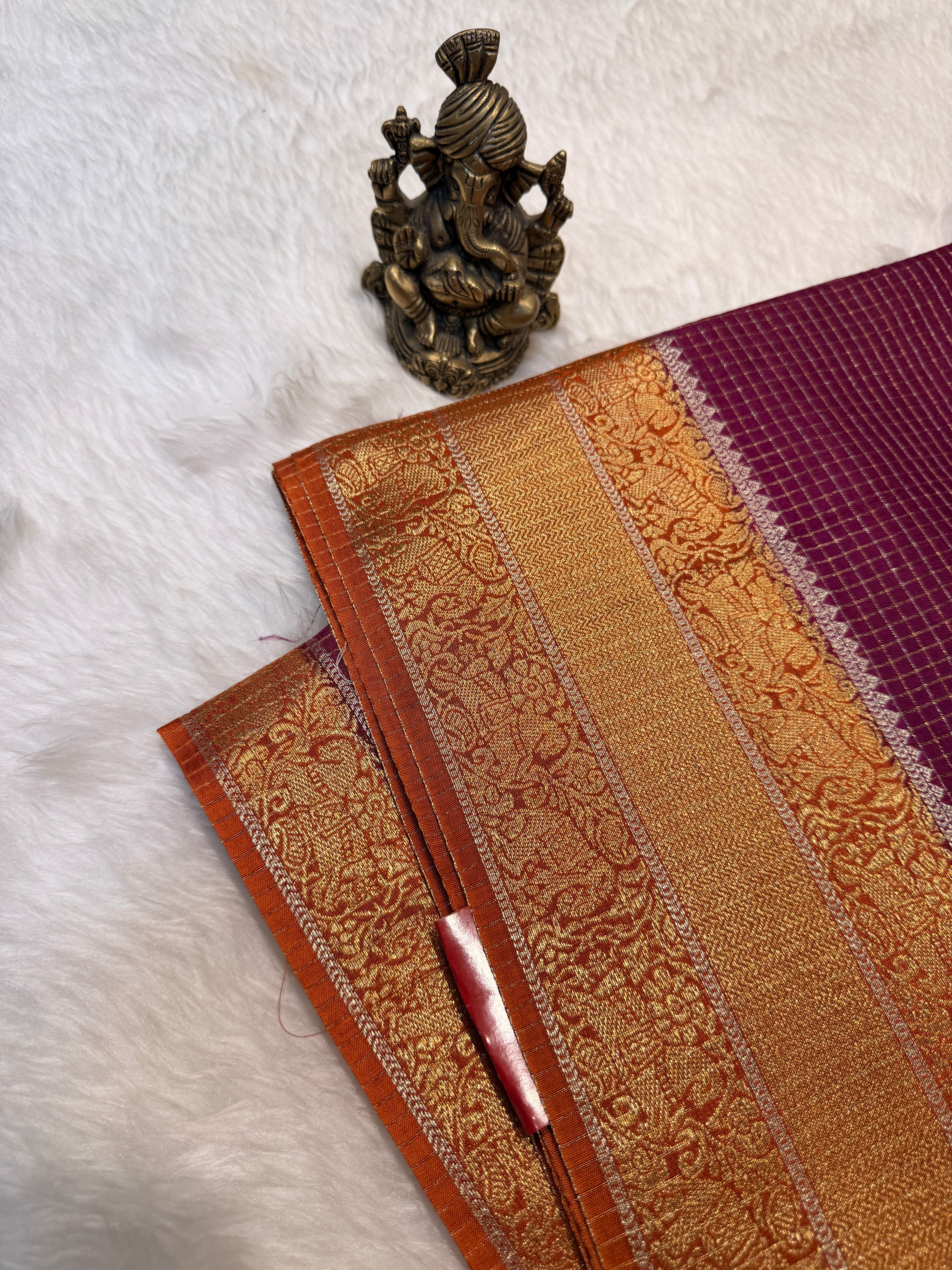 Checks Viscose Silk-Wine