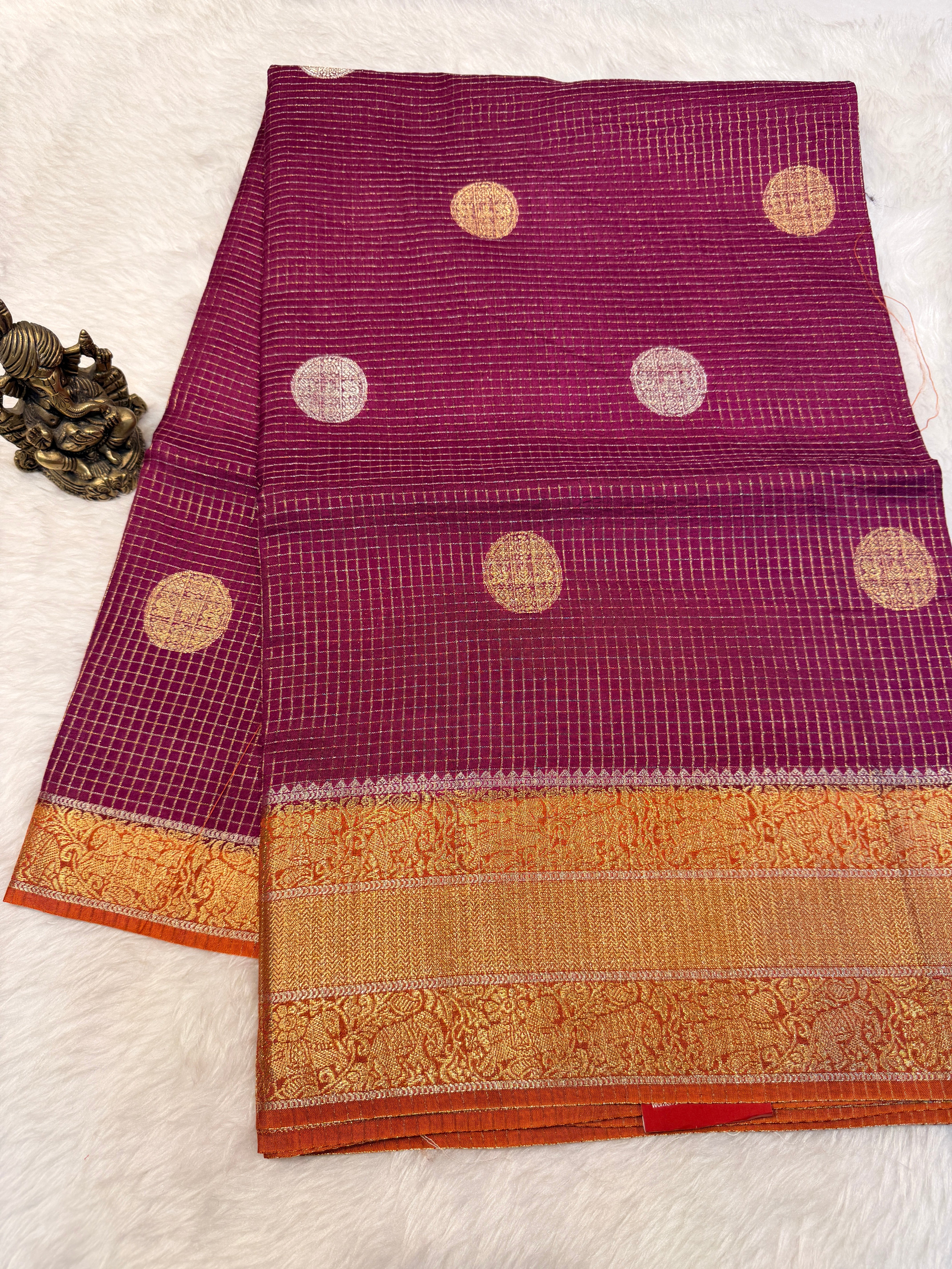 Checks Viscose Silk-Wine