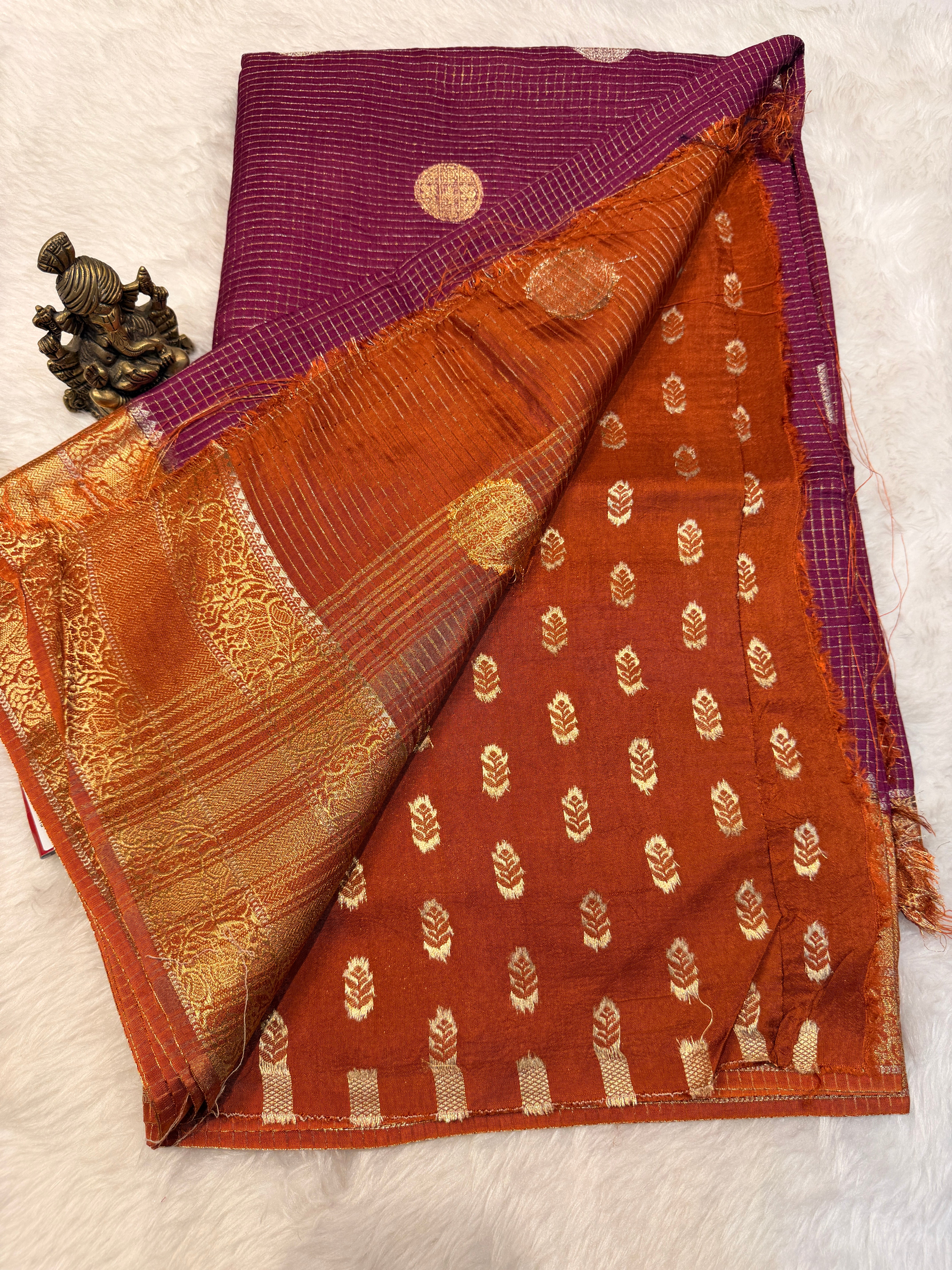 Checks Viscose Silk-Wine