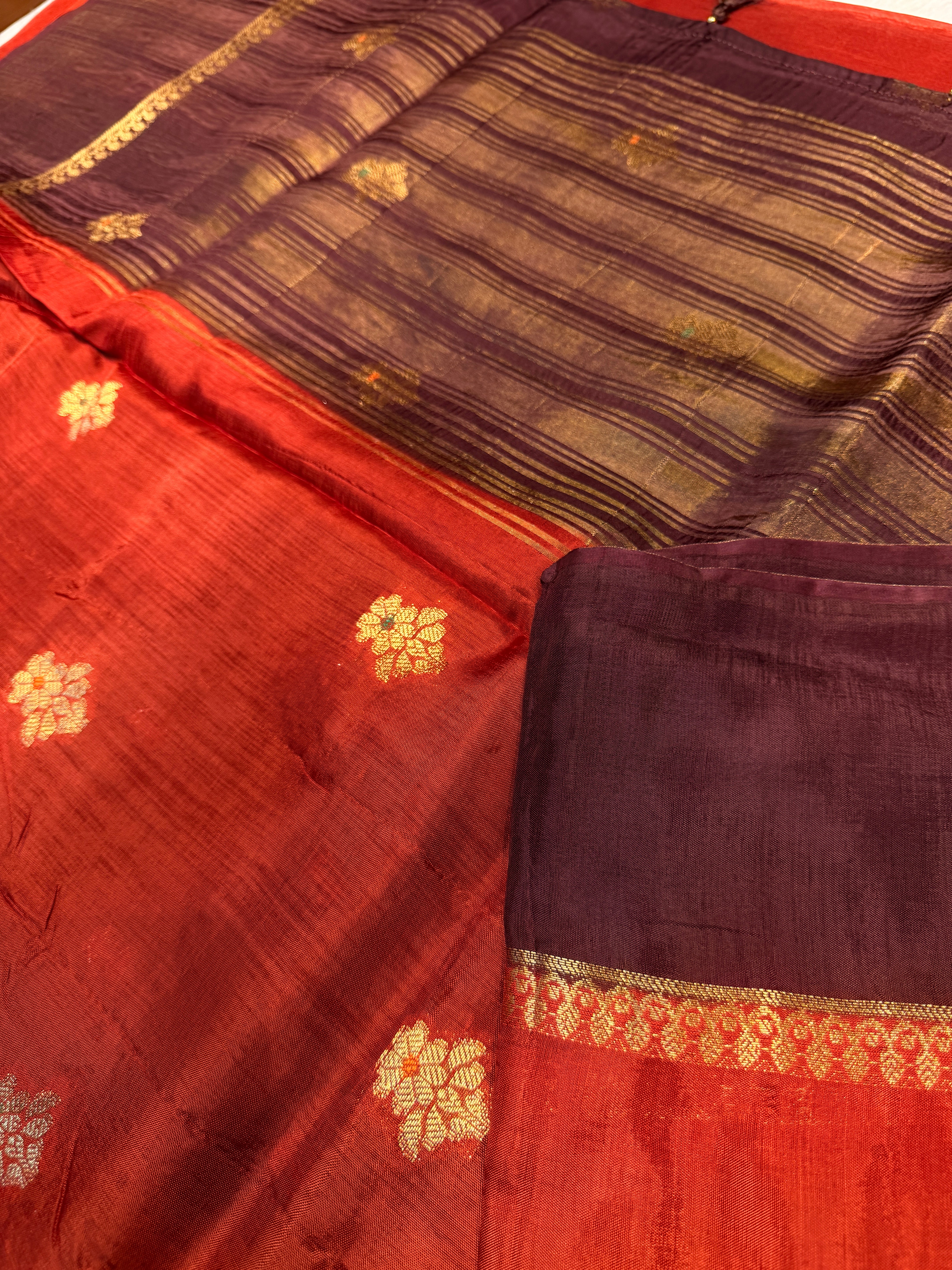Viscose Crepe Plain Border-Orange