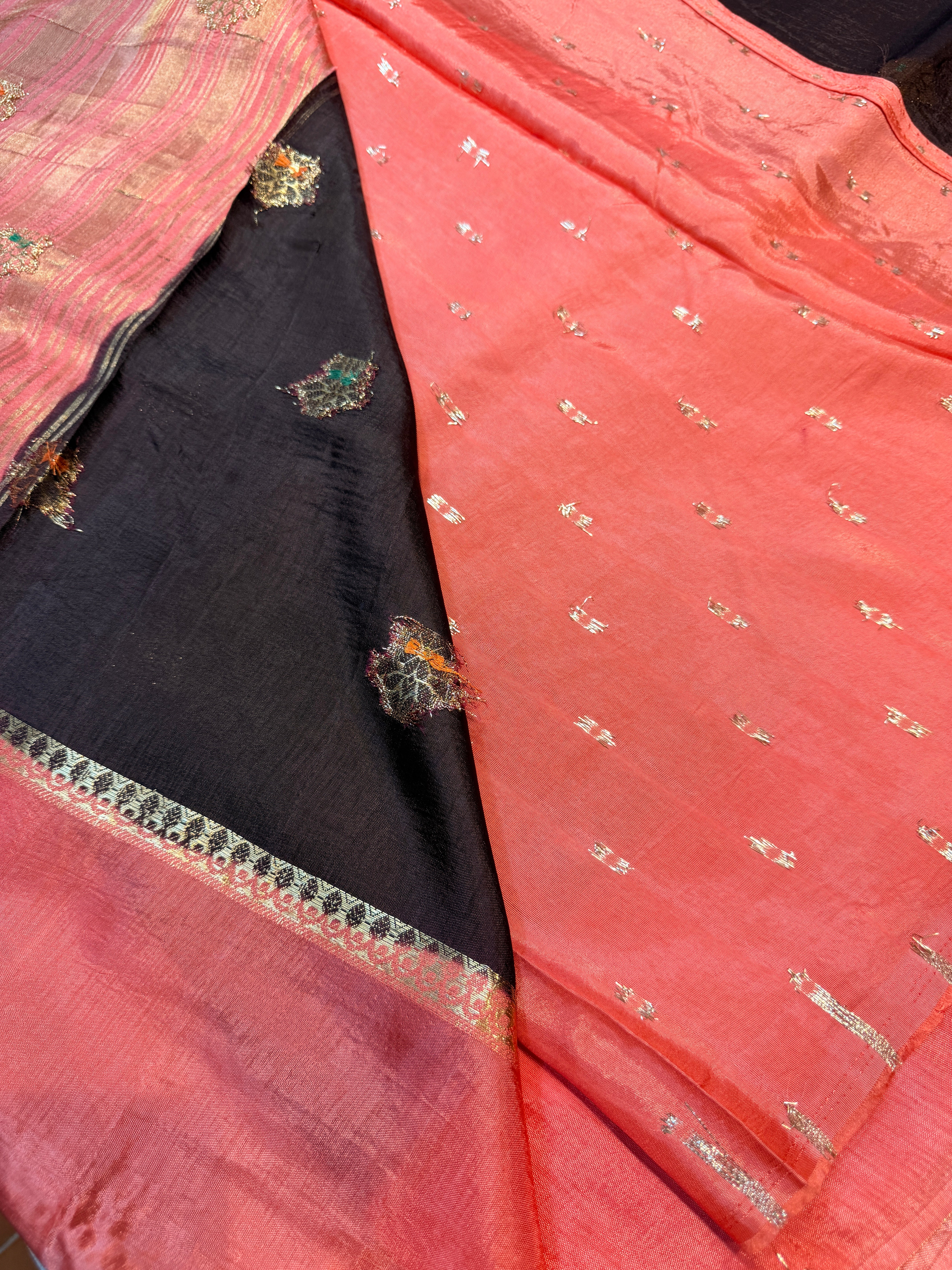 Viscose Crepe Plain Border- Dark Brown