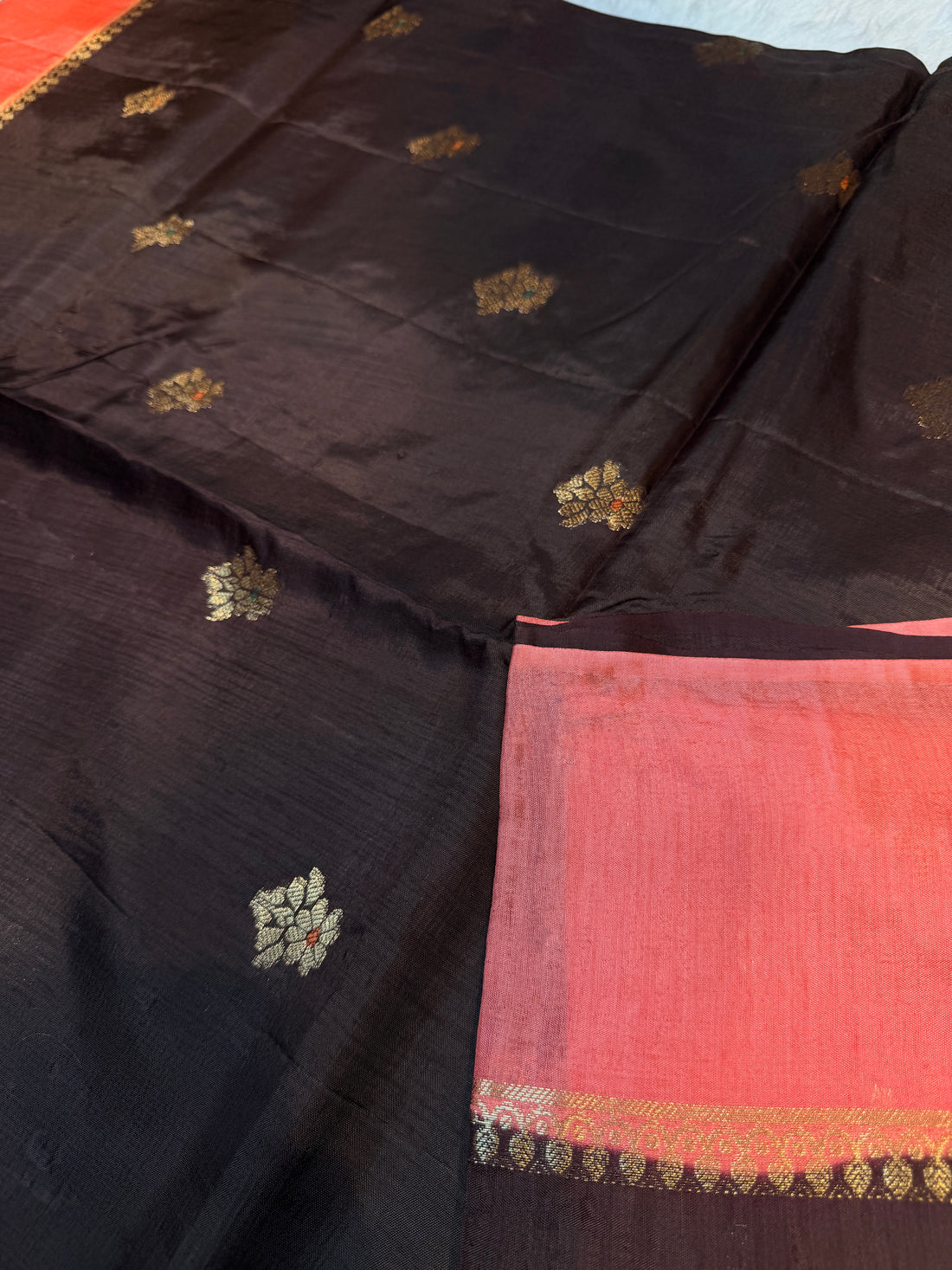 Viscose Crepe Plain Border- Dark Brown