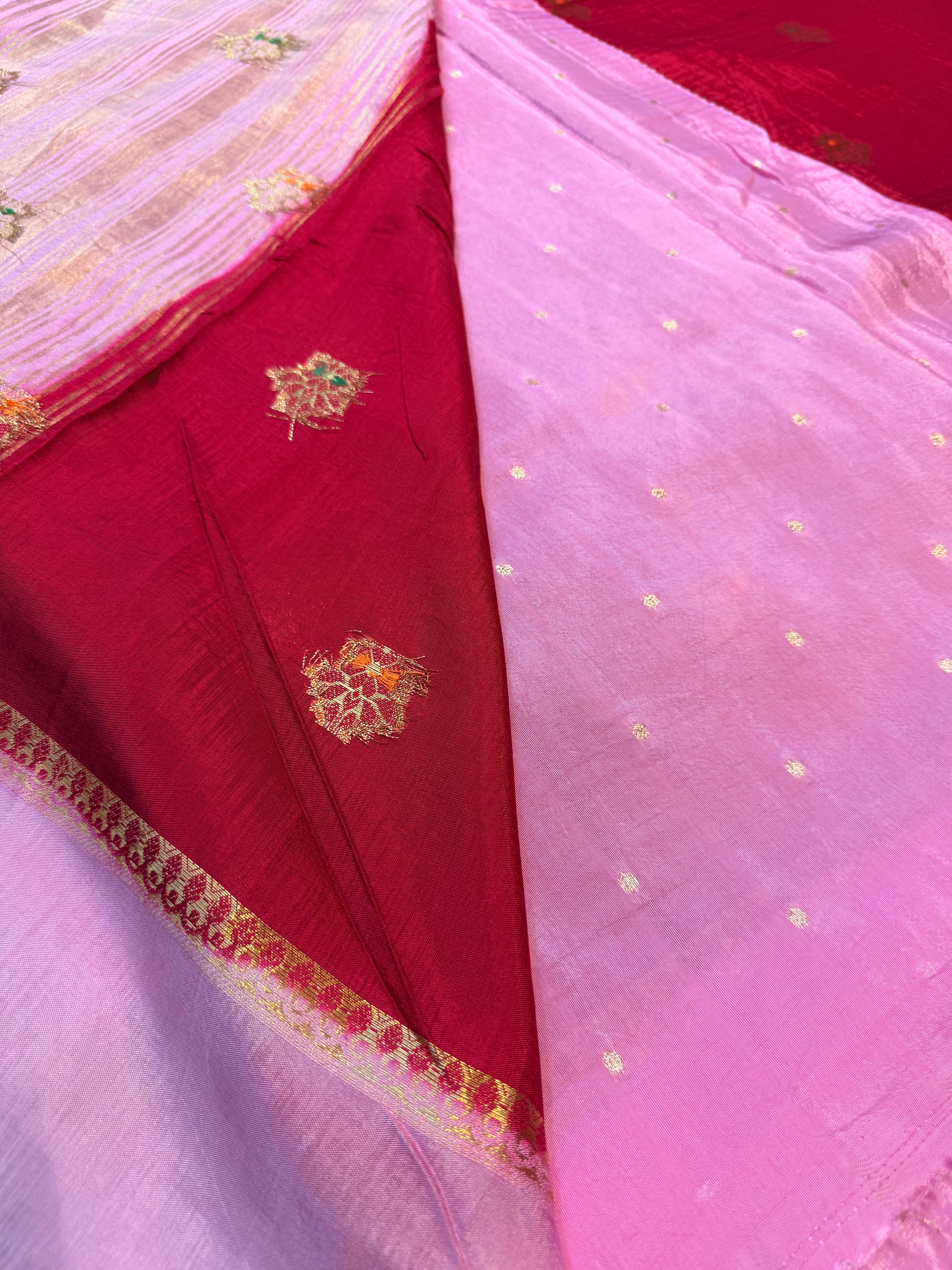 Viscose Crepe Plain Border-Red