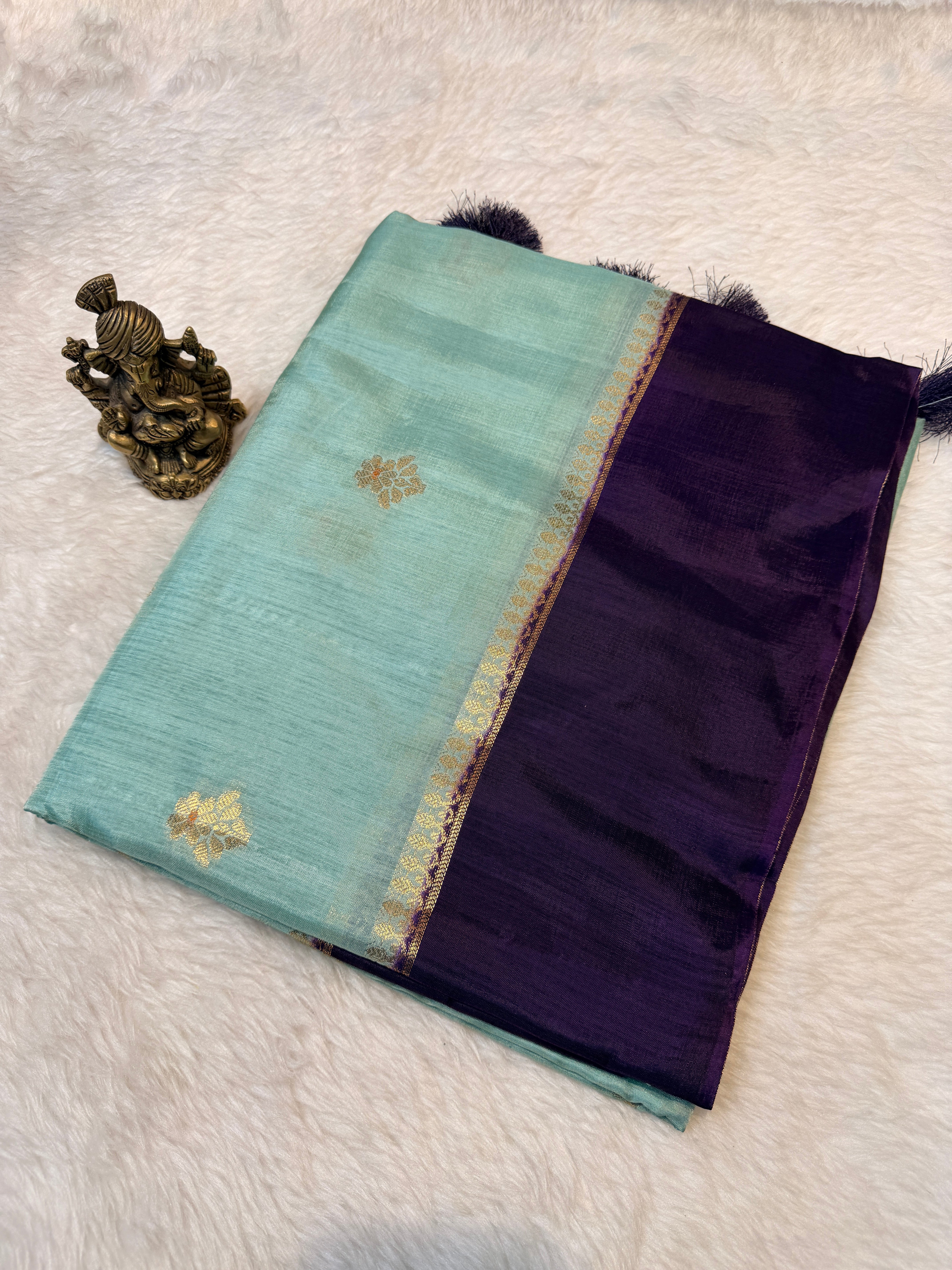 Viscose Crepe Plain Border- Pastel Green