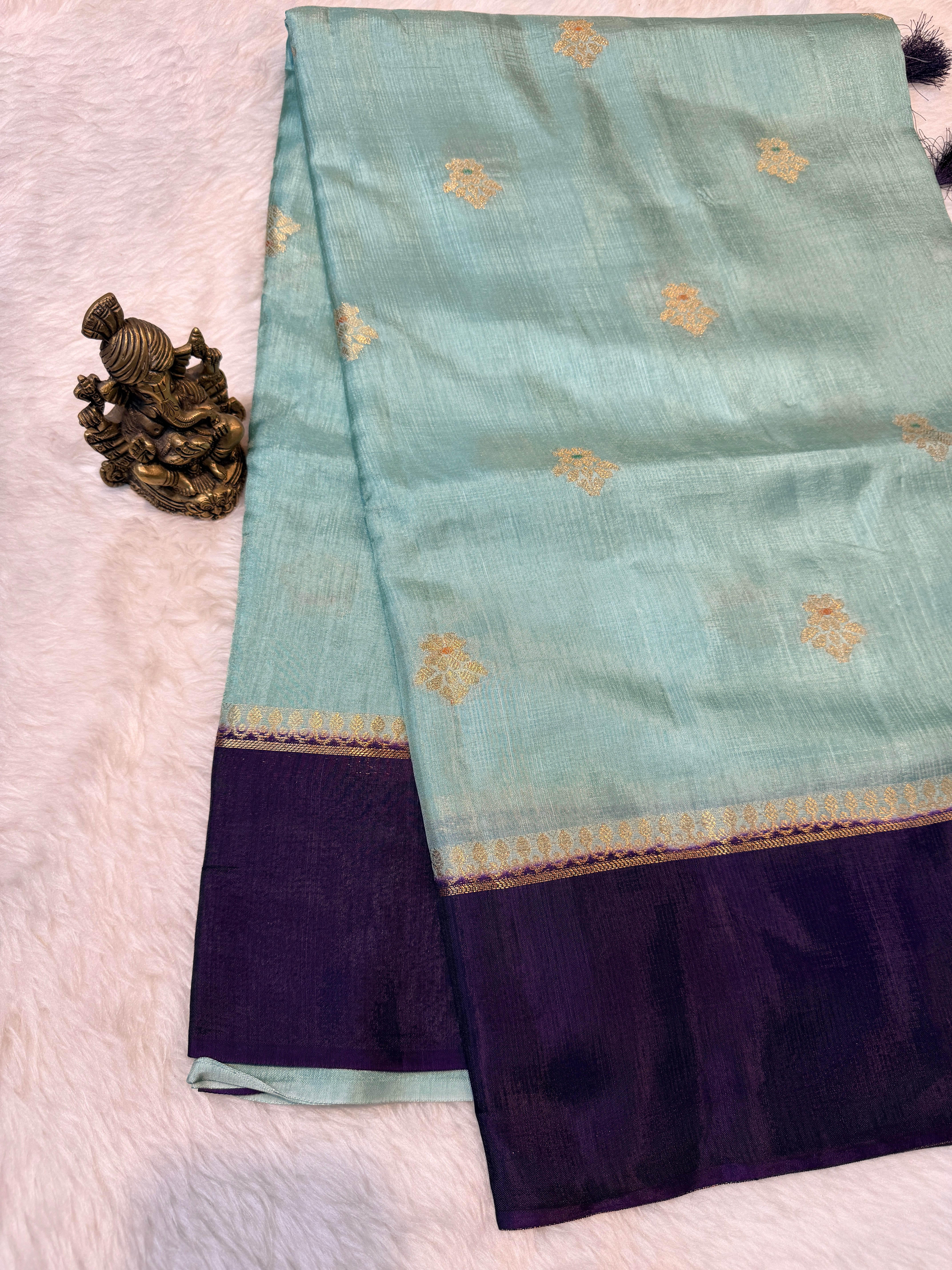 Viscose Crepe Plain Border- Pastel Green