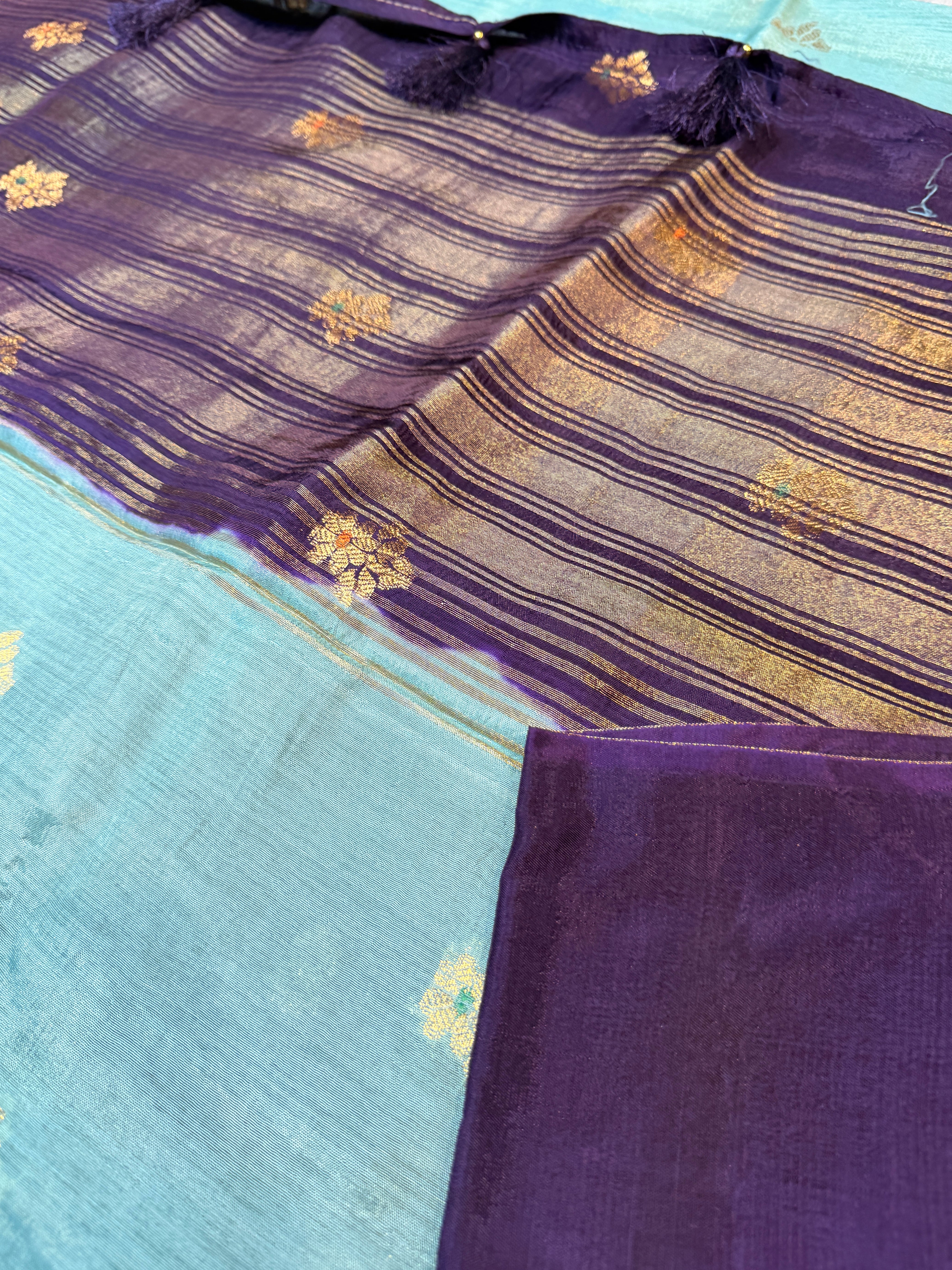 Viscose Crepe Plain Border- Pastel Green