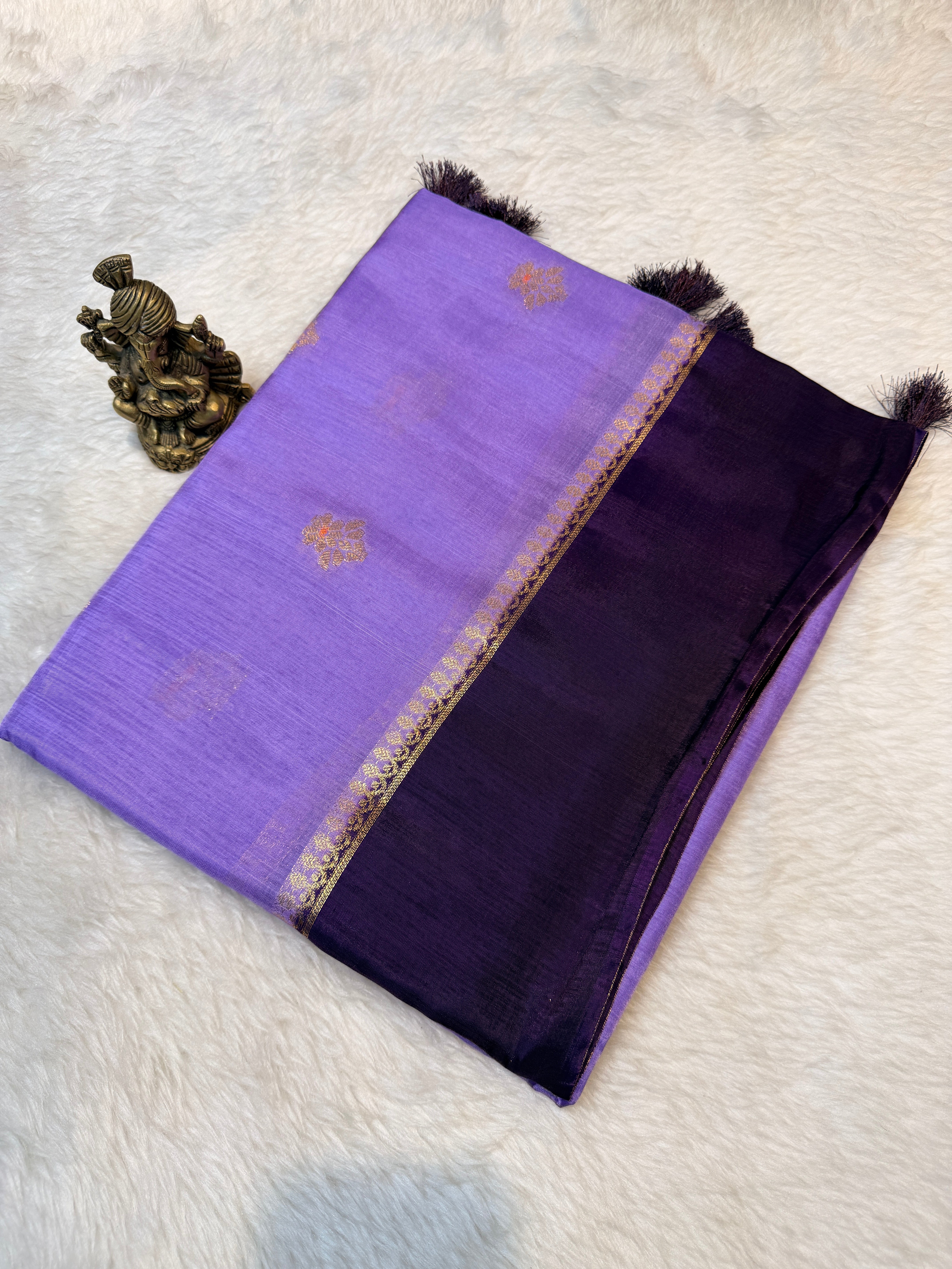Viscose Crepe Plain Border- Lavender