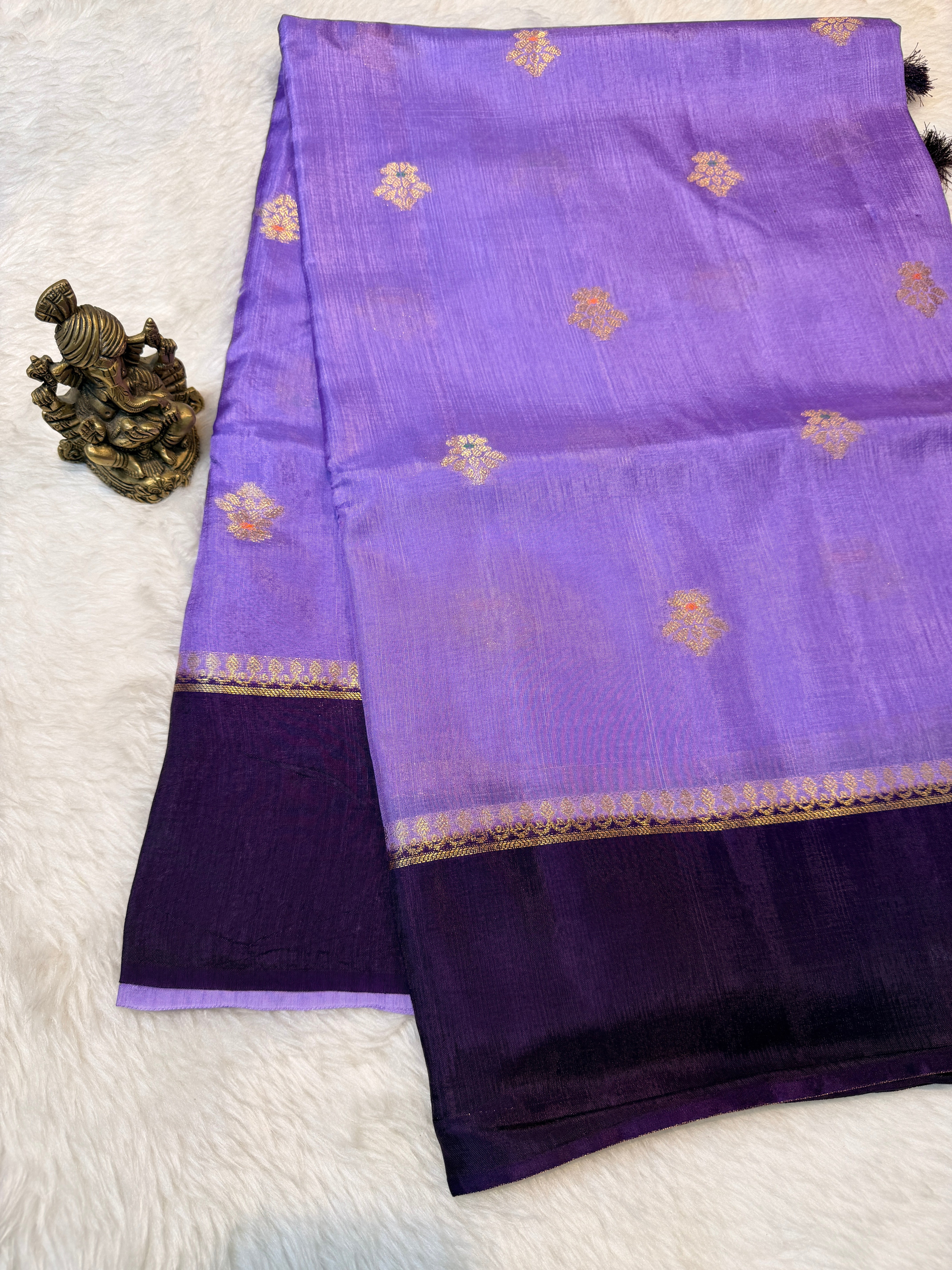 Viscose Crepe Plain Border- Lavender
