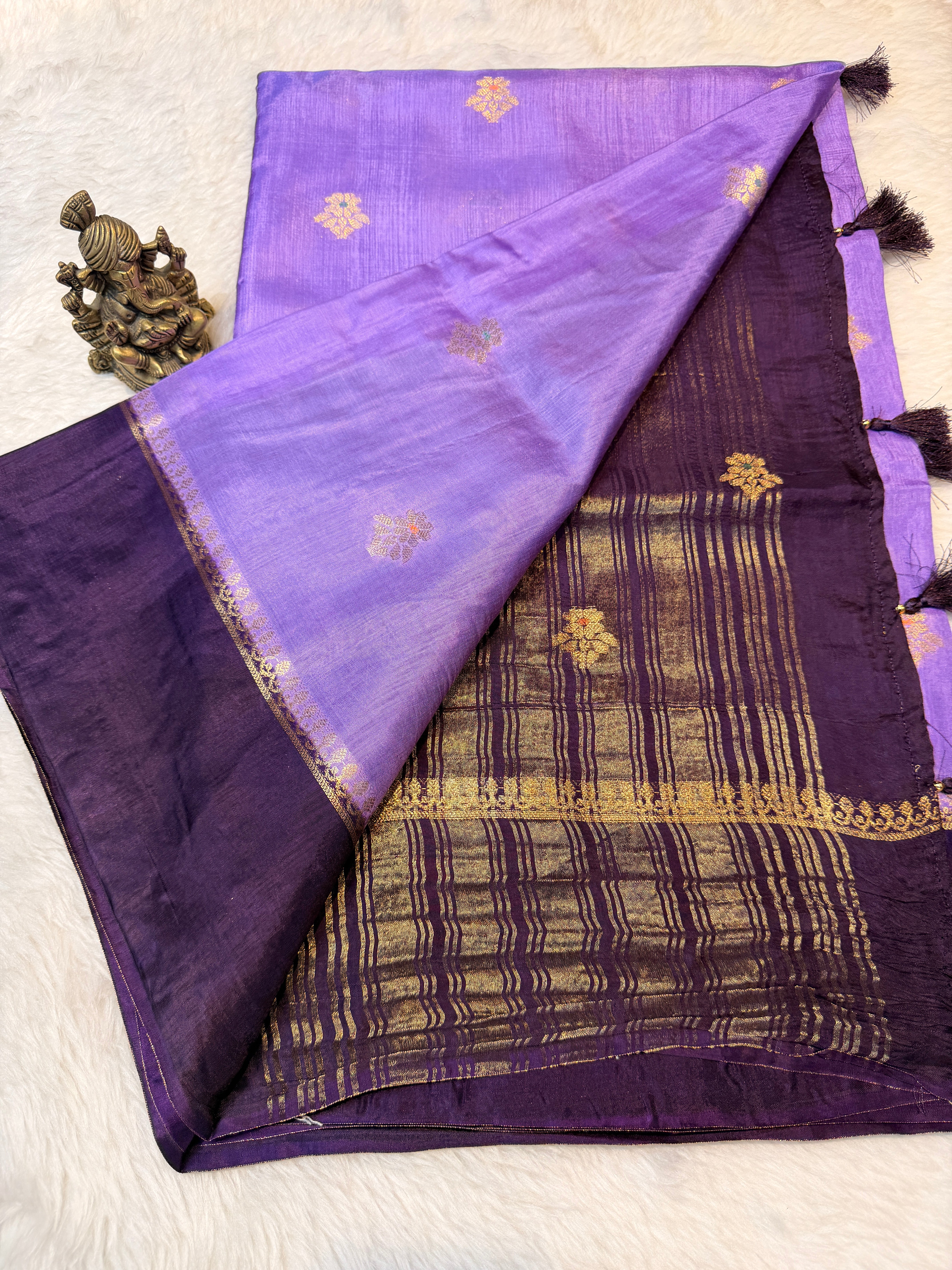 Viscose Crepe Plain Border- Lavender