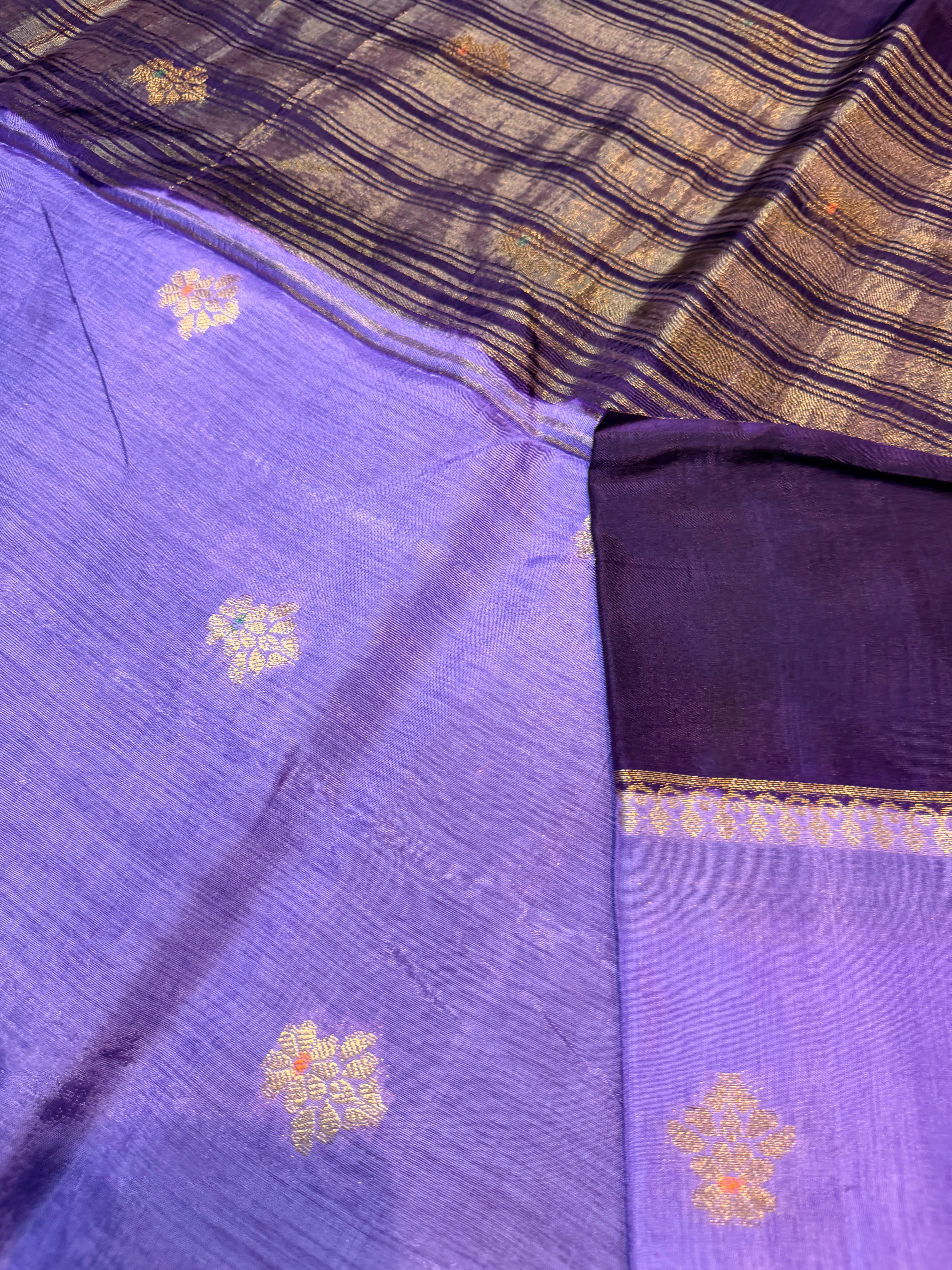 Viscose Crepe Plain Border- Lavender