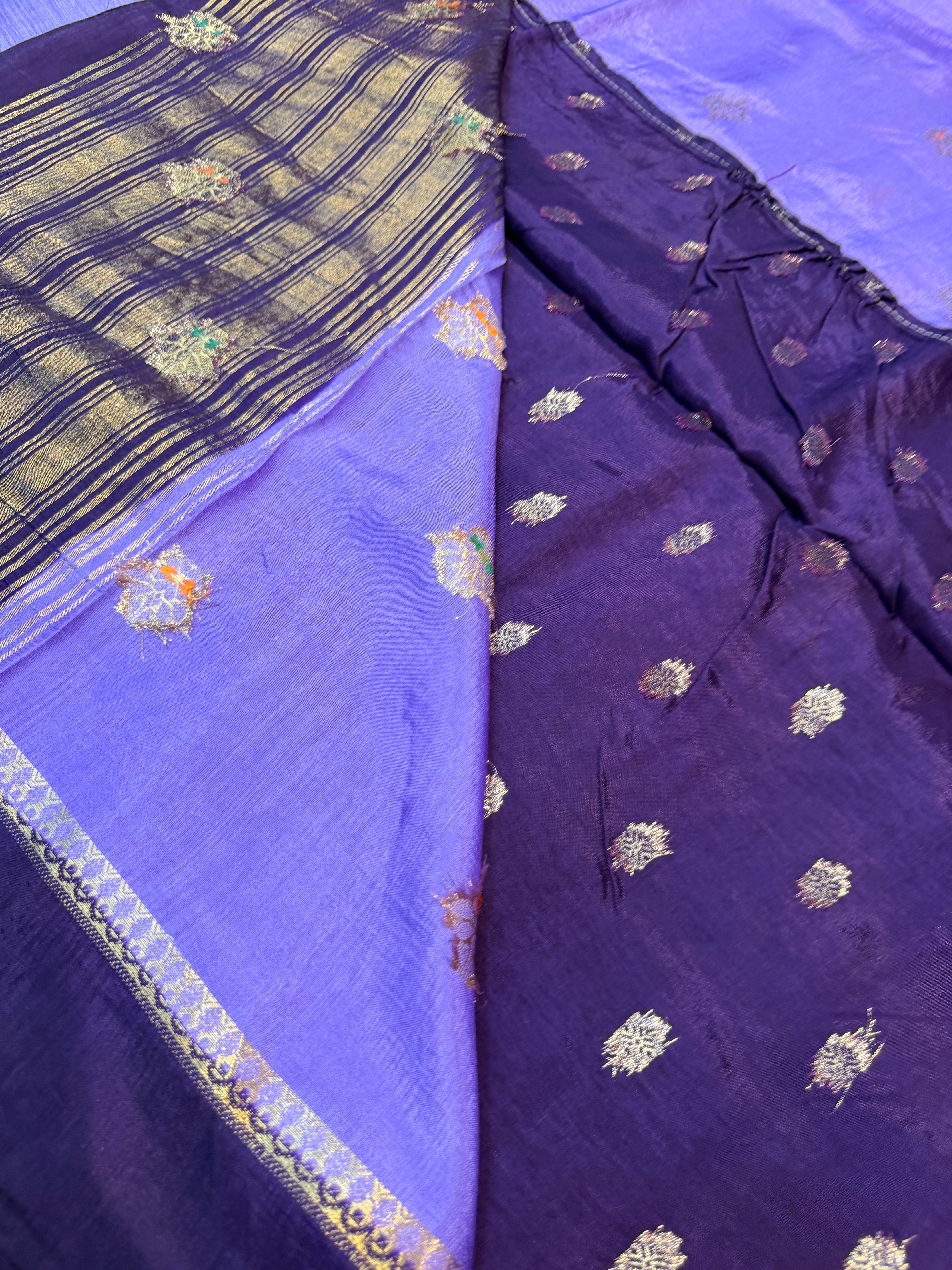 Viscose Crepe Plain Border- Lavender
