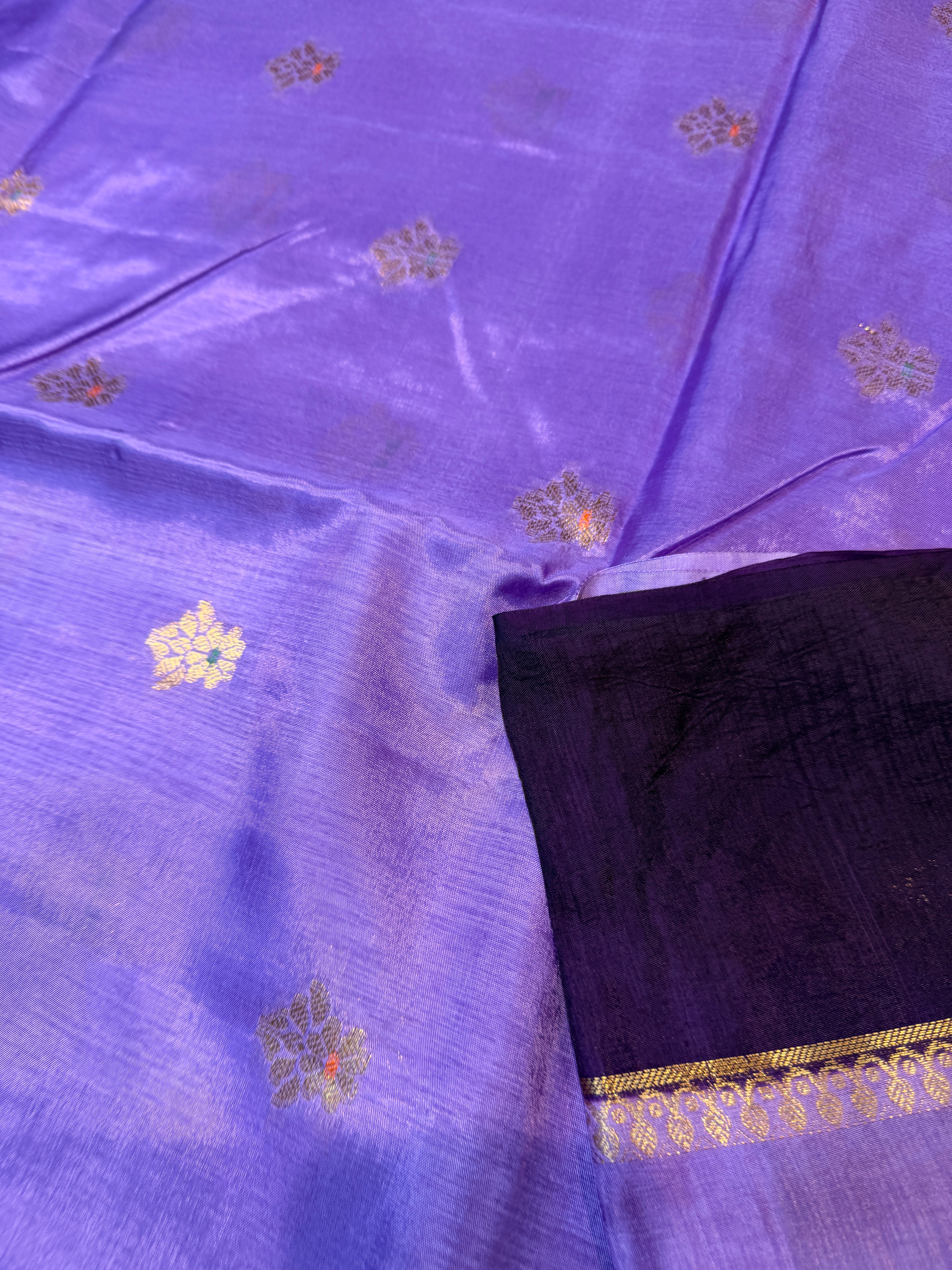 Viscose Crepe Plain Border- Lavender