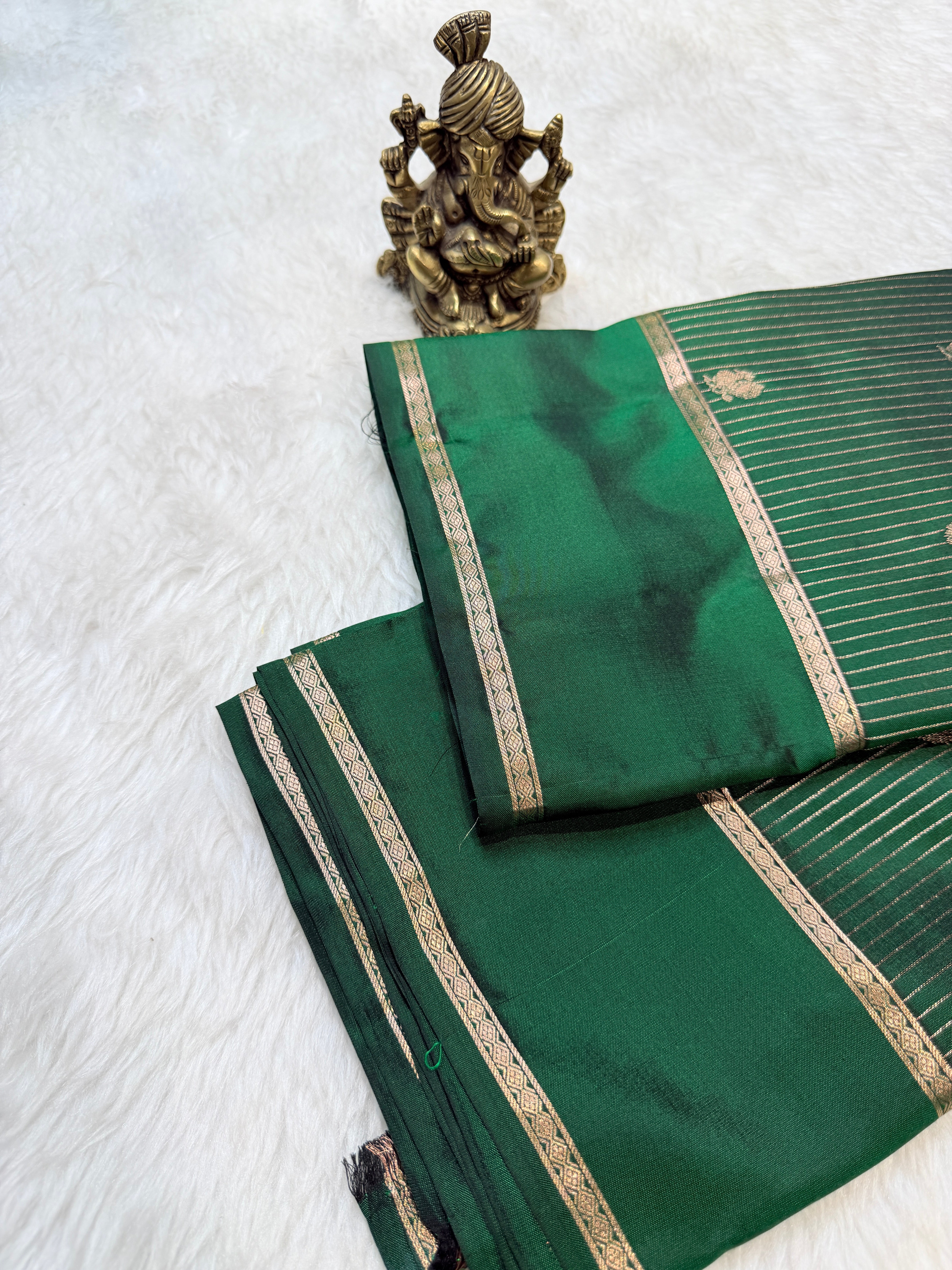 Pure Kanchi Stripes Bentex Border-Green