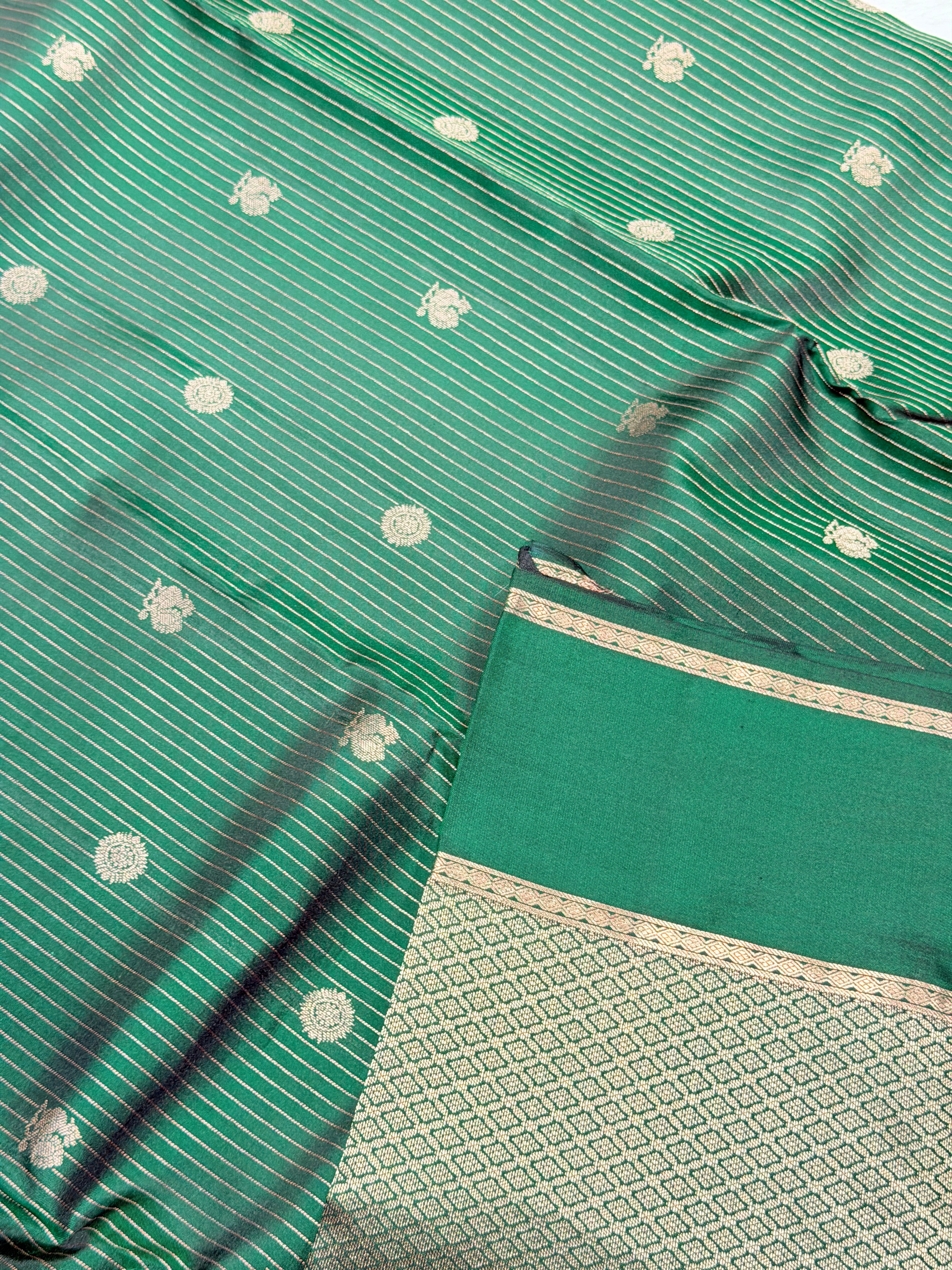 Pure Kanchi Stripes Bentex Border-Green