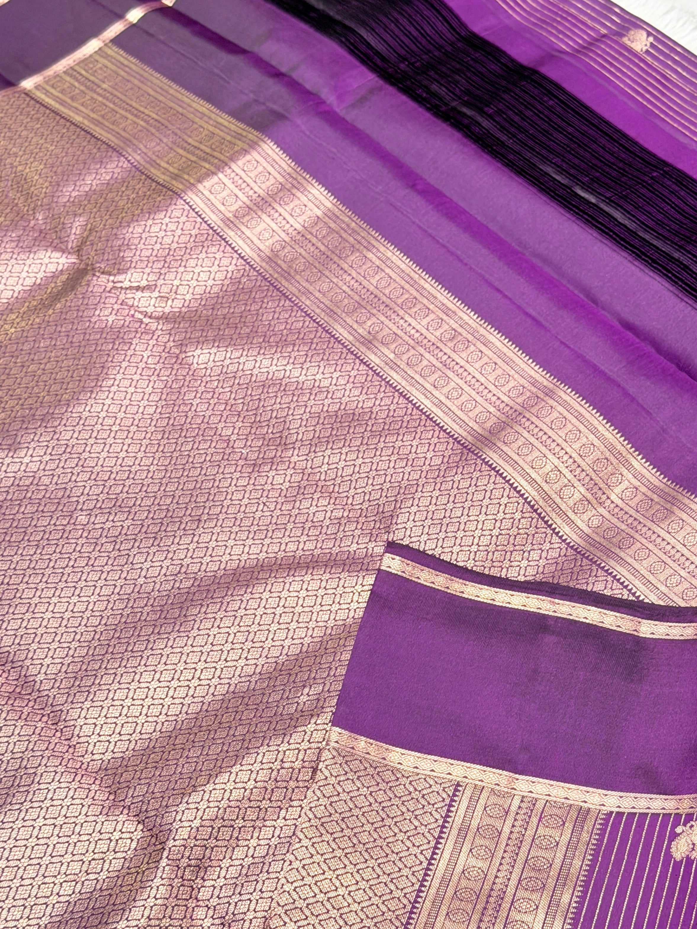 Pure Kanchi Stripes Bentex Border-Purple