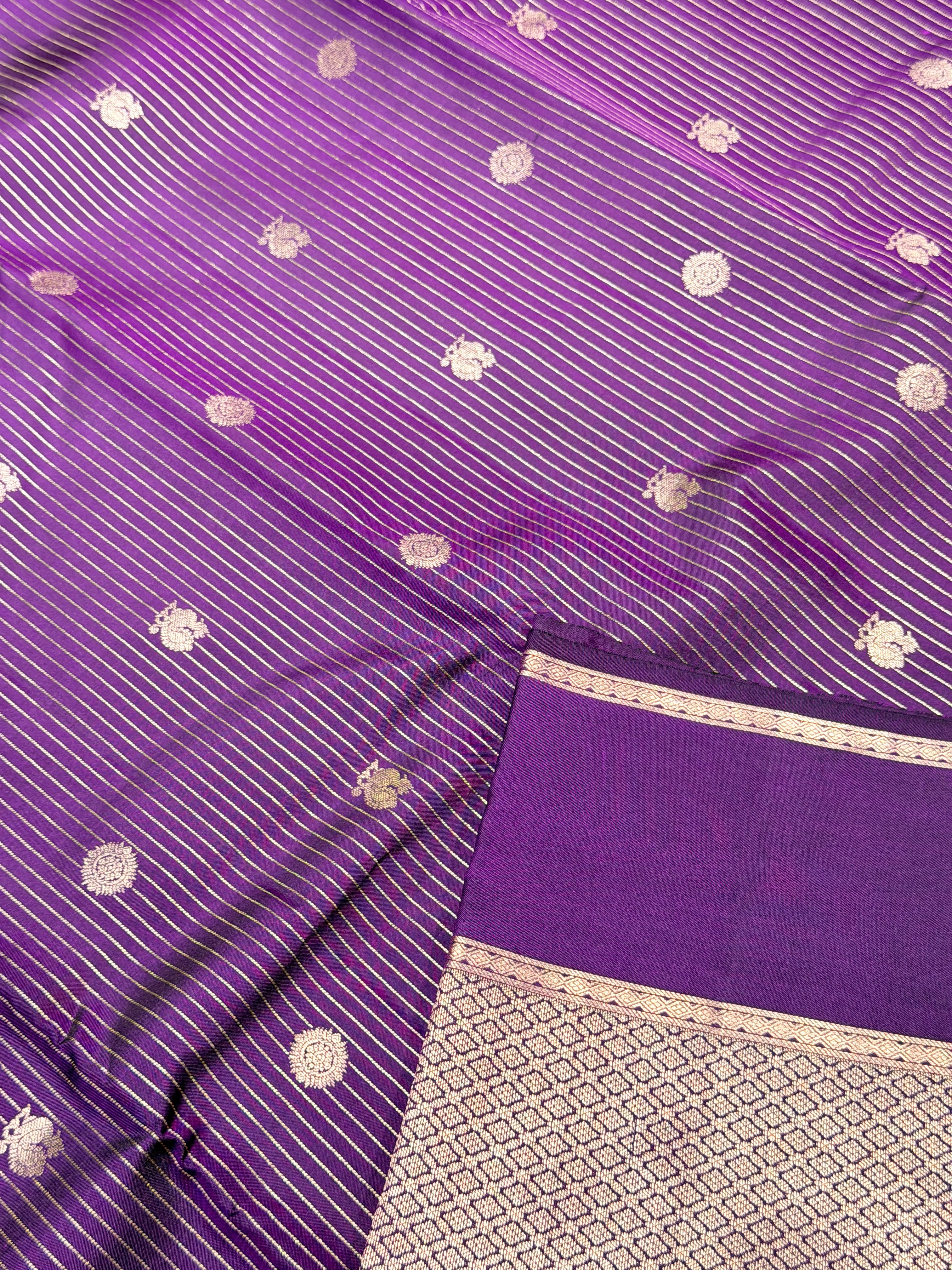 Pure Kanchi Stripes Bentex Border-Purple