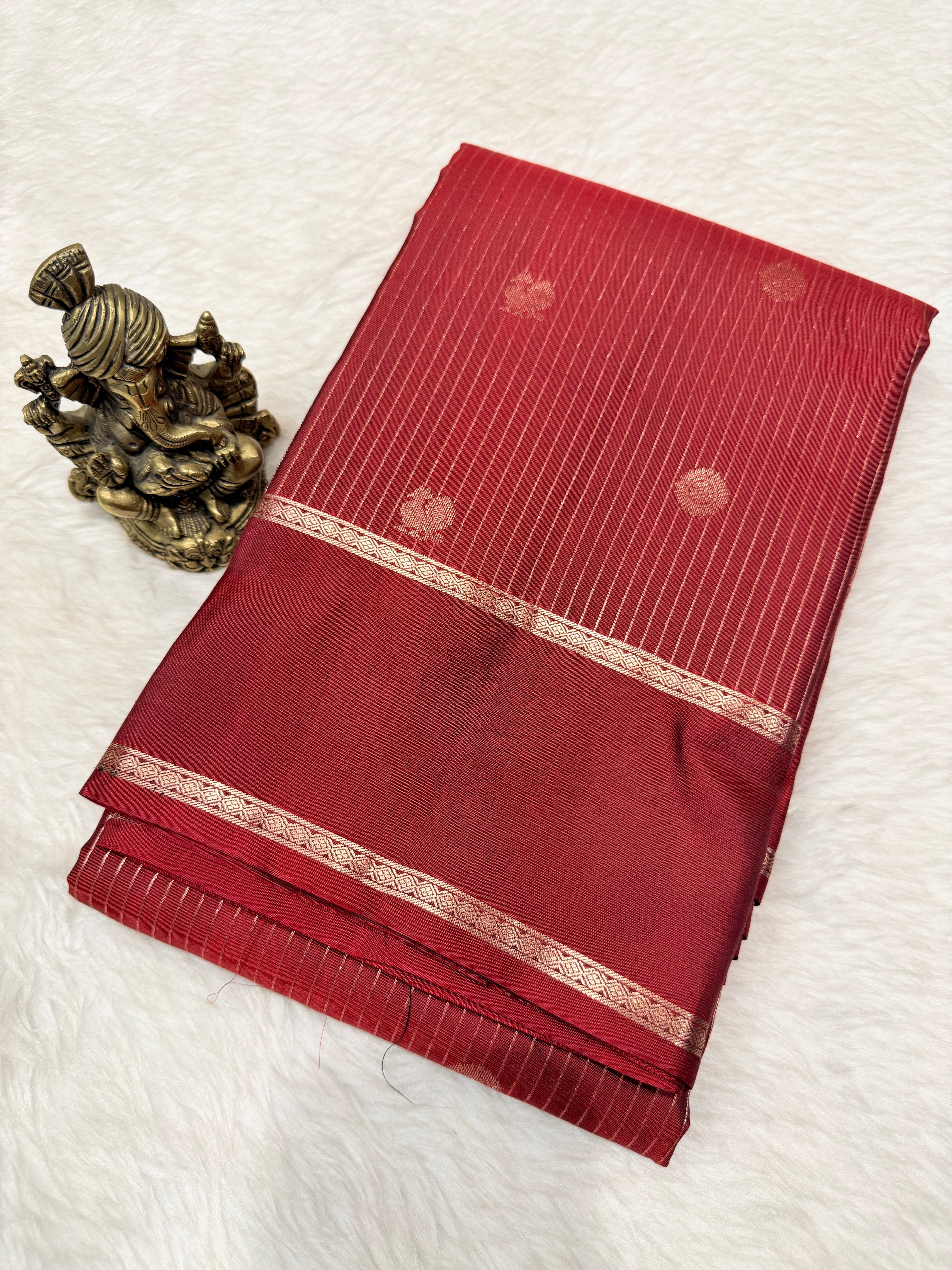 Pure Kanchi Stripes Bentex Border-Maroon