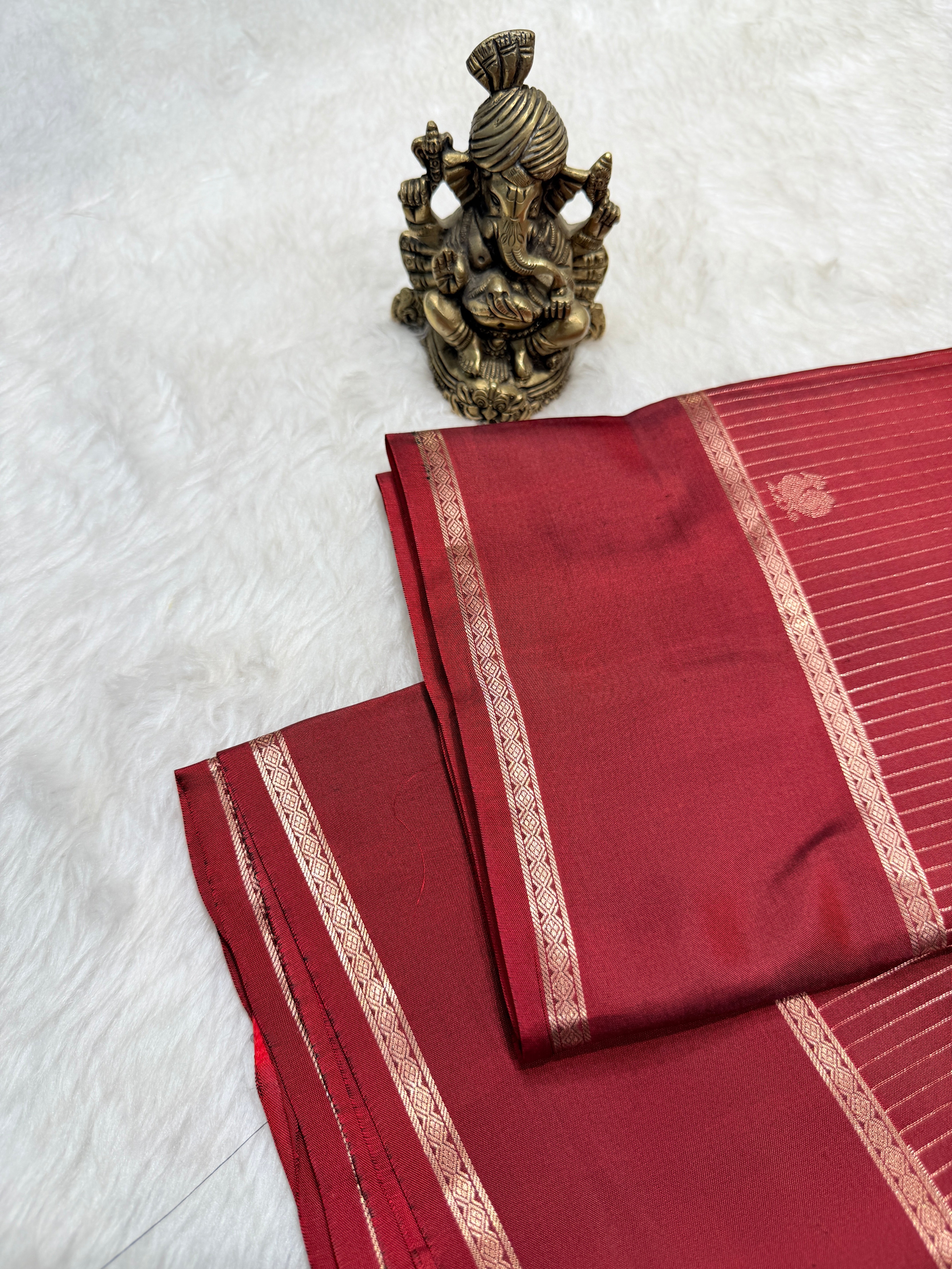 Pure Kanchi Stripes Bentex Border-Maroon
