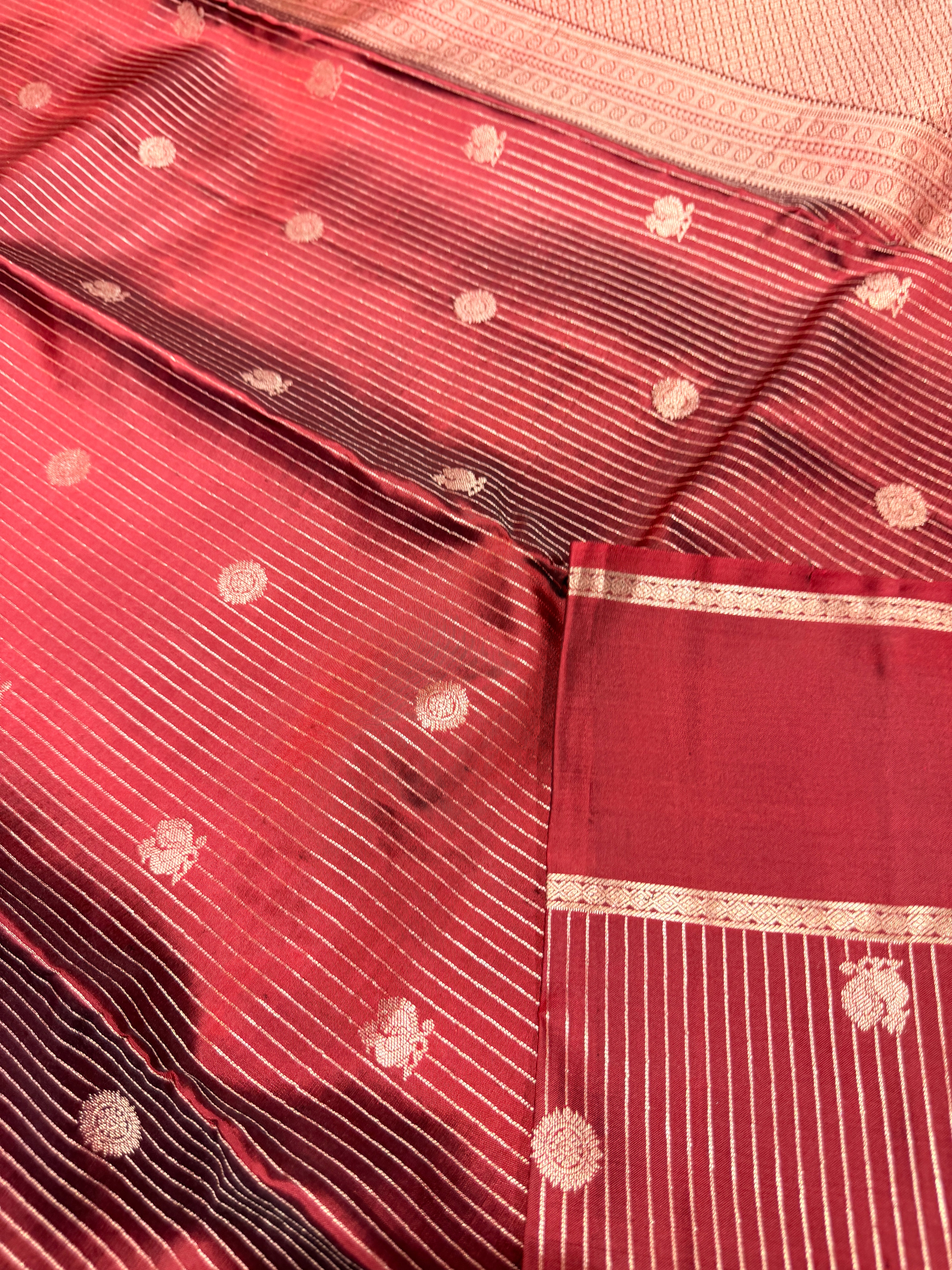 Pure Kanchi Stripes Bentex Border-Maroon