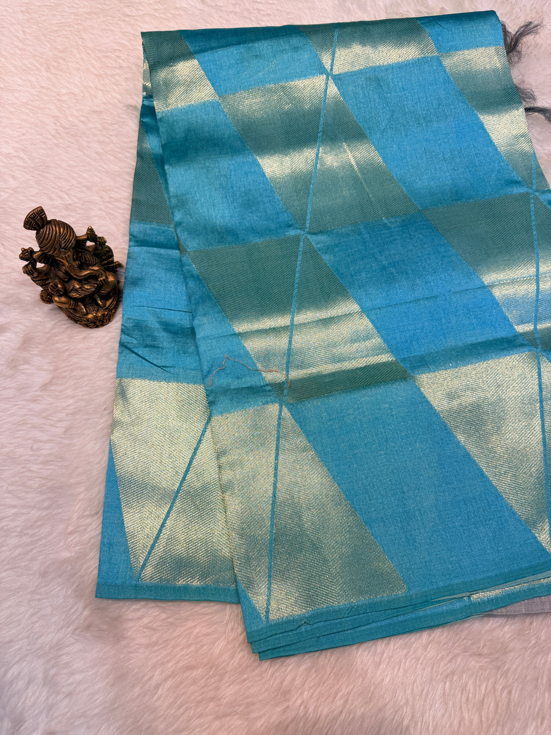 Designer Tussar Silk Contrast Pallu