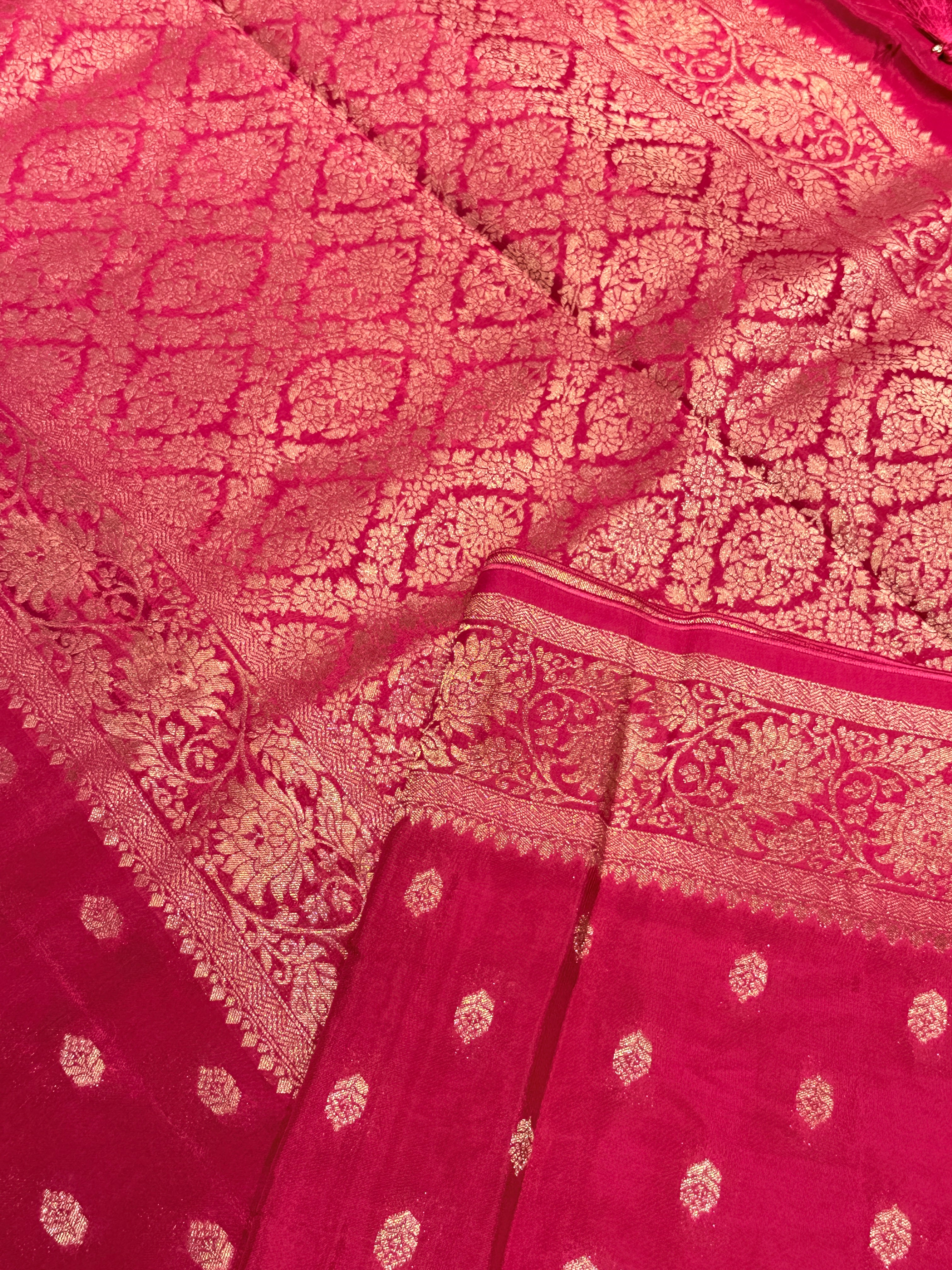 Banaras Crepe Silk- Rani Pink
