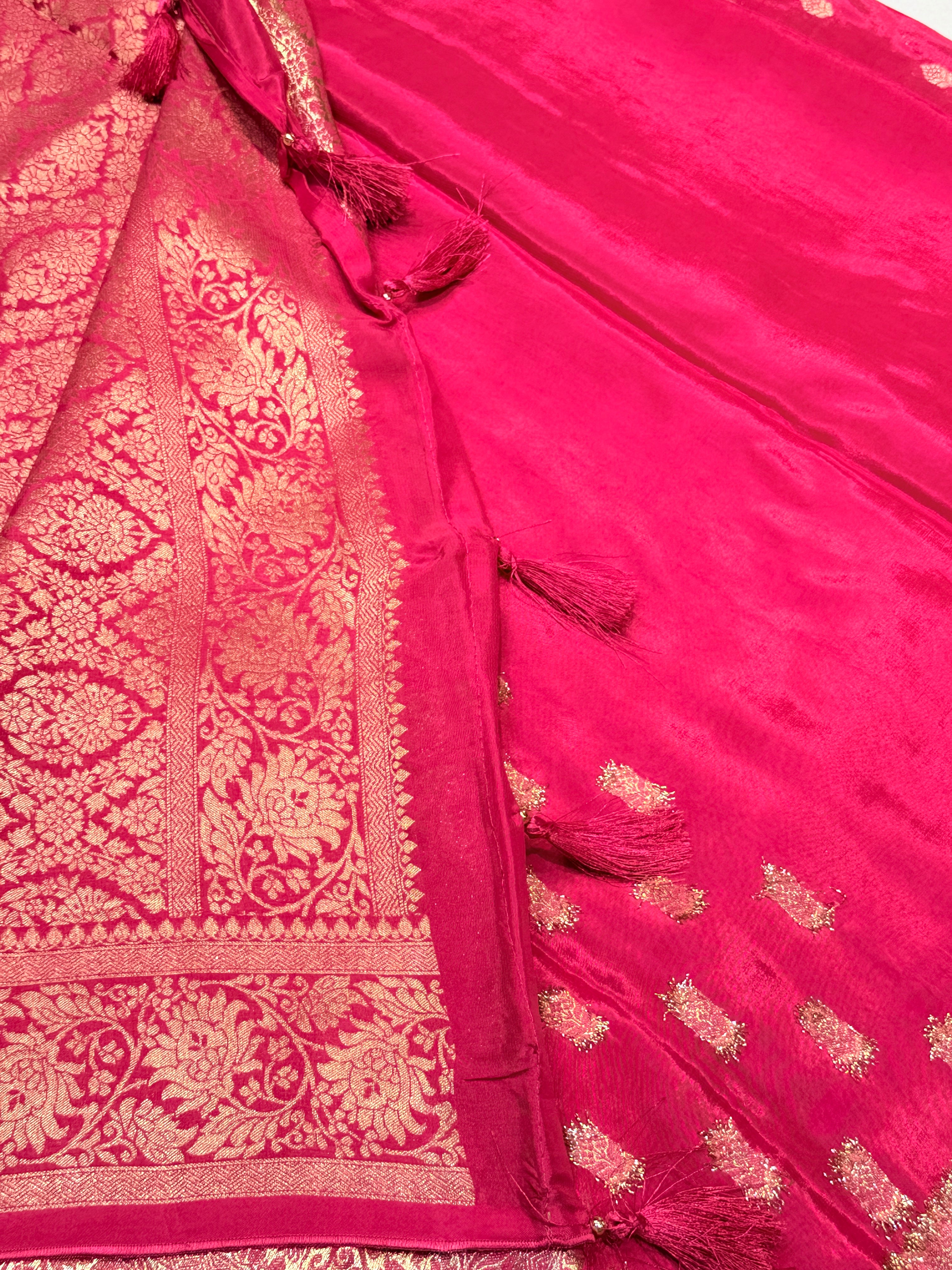 Banaras Crepe Silk- Rani Pink