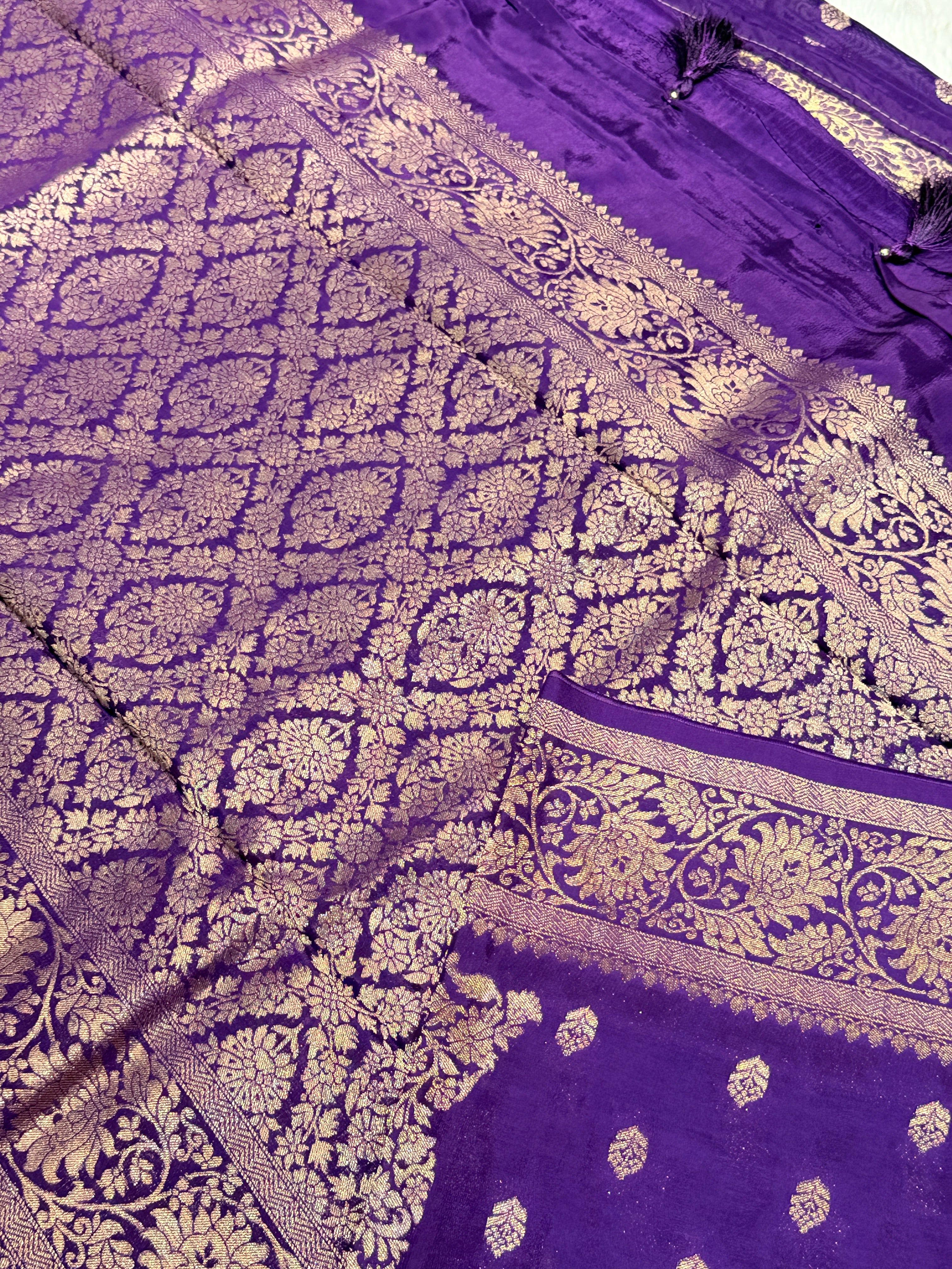 Banaras Crepe Silk- Purple