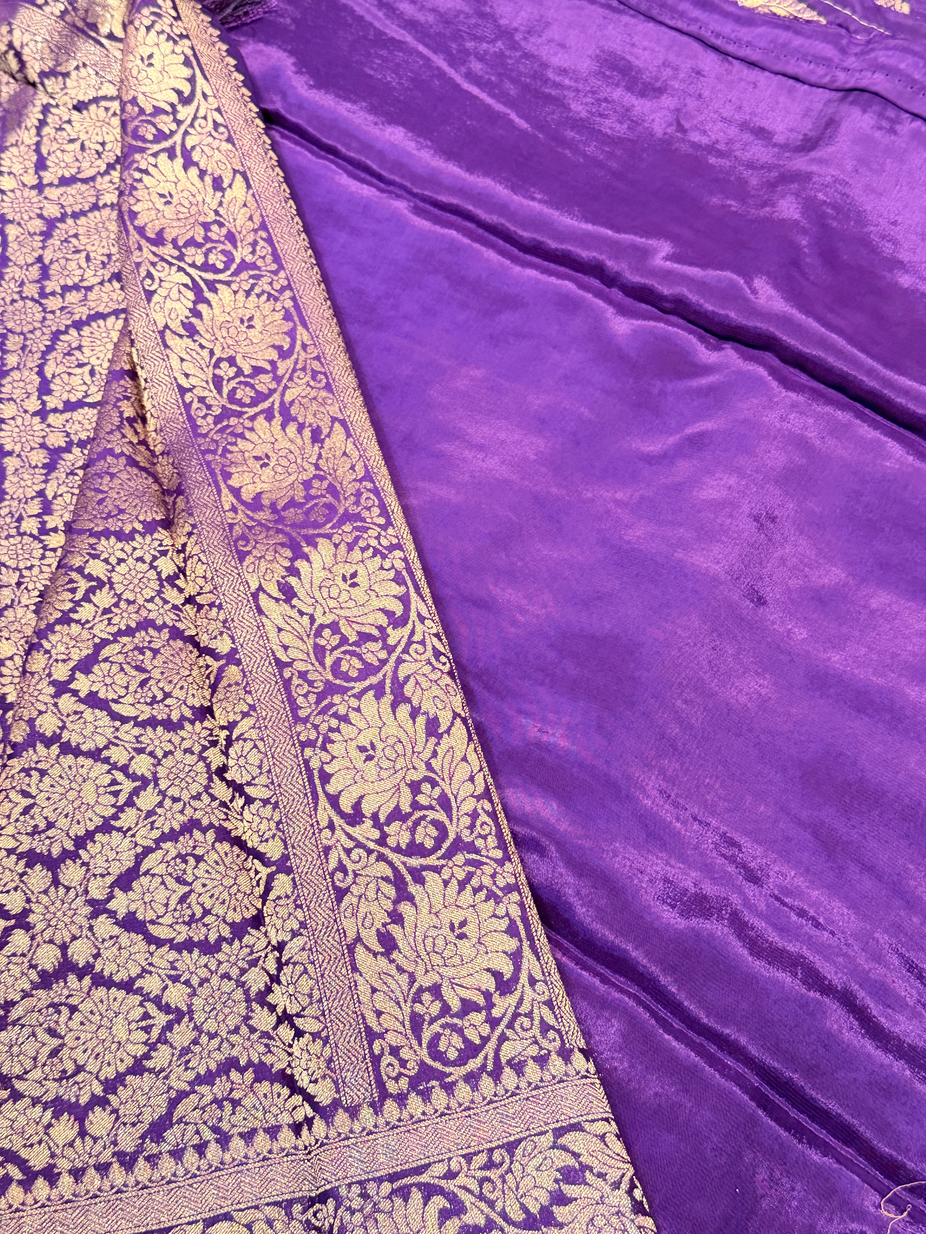 Banaras Crepe Silk- Purple