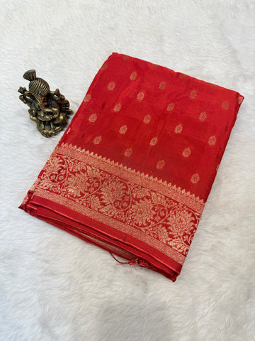 Banaras Crepe Silk- Red