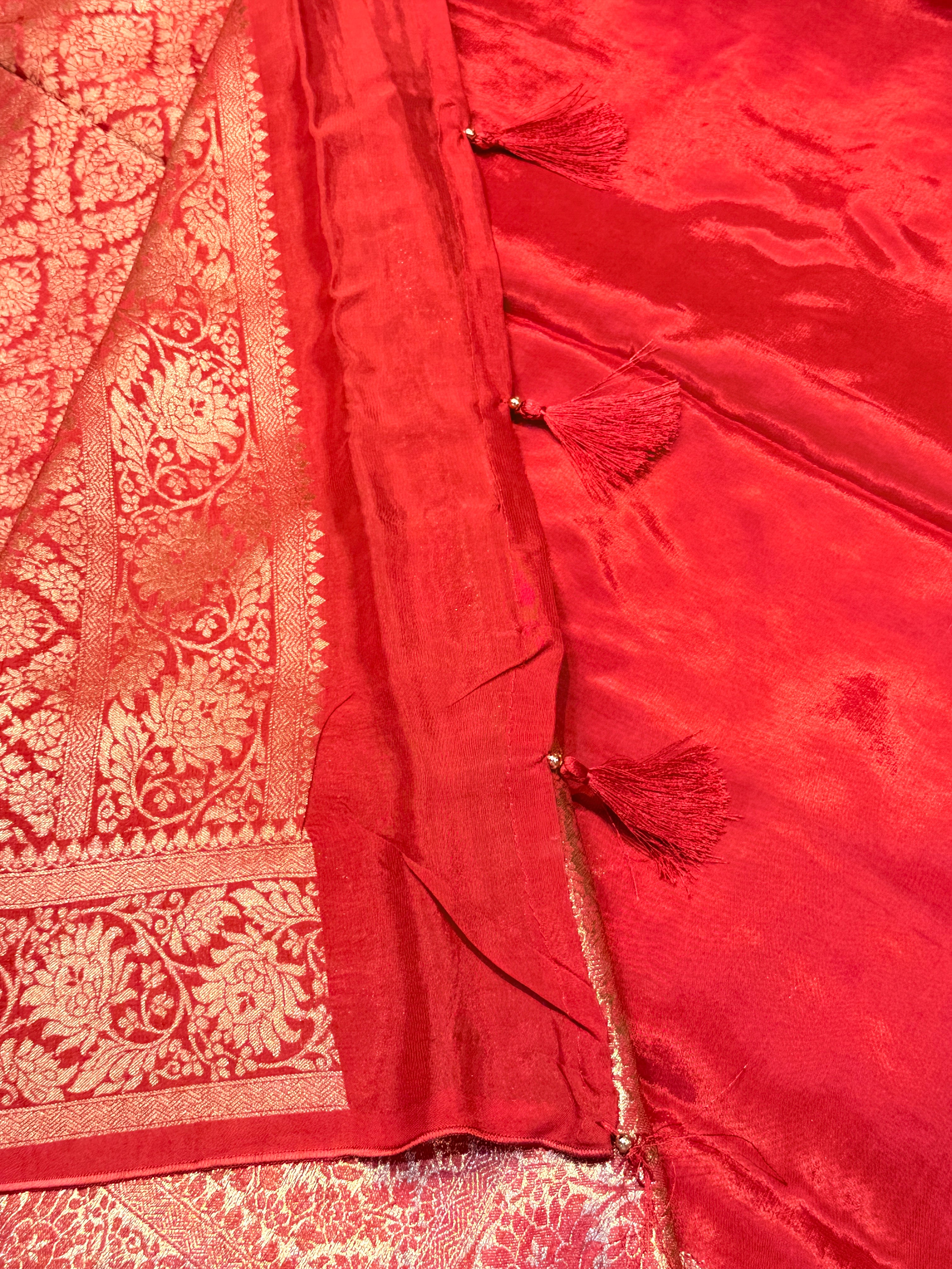 Banaras Crepe Silk- Red