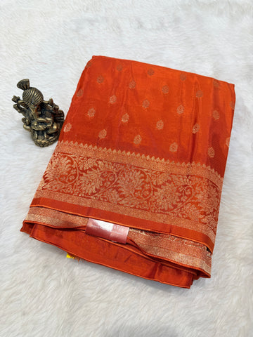 Banaras Crepe Silk- Orange
