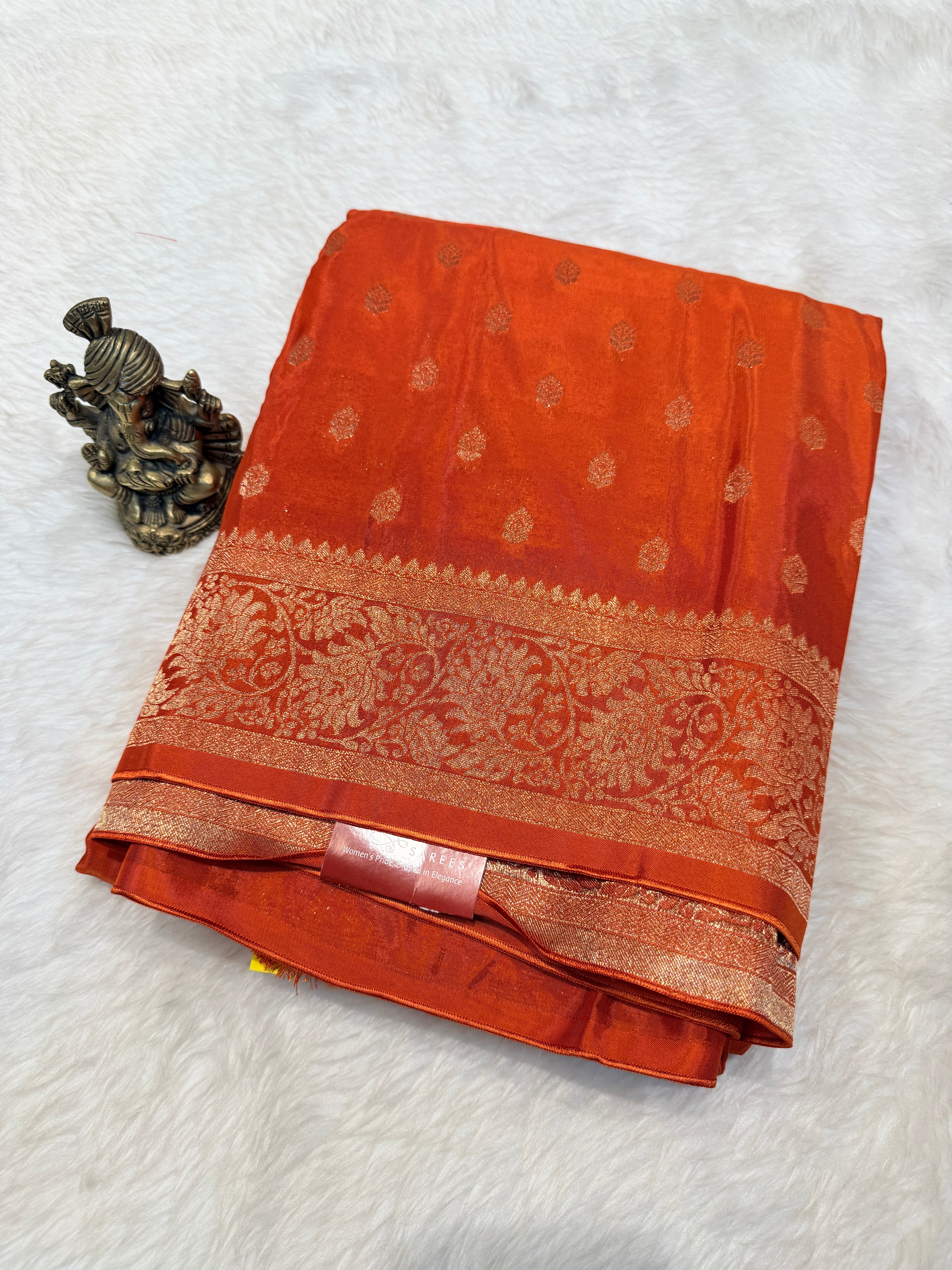 Banaras Crepe Silk- Orange