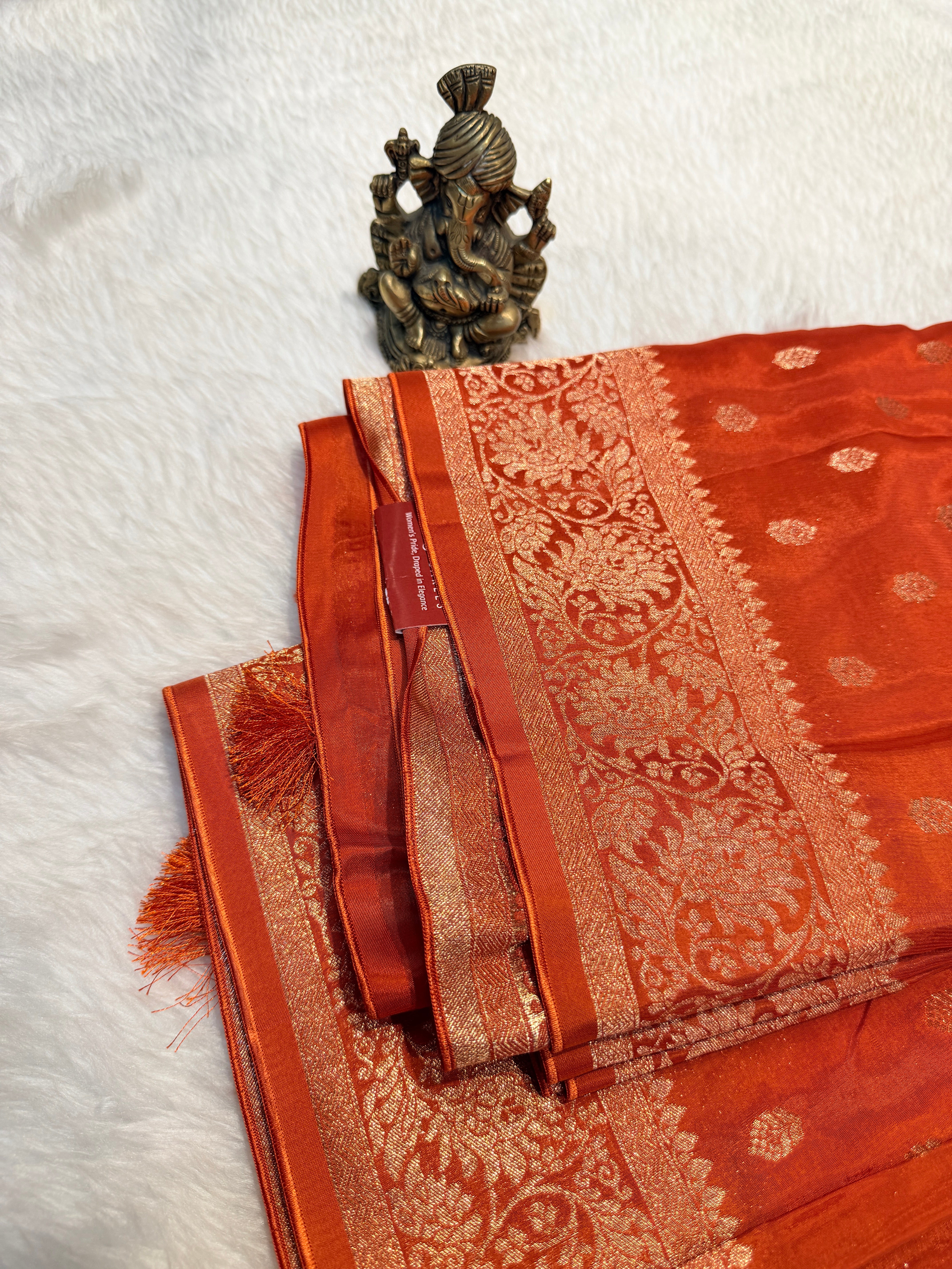 Banaras Crepe Silk- Orange