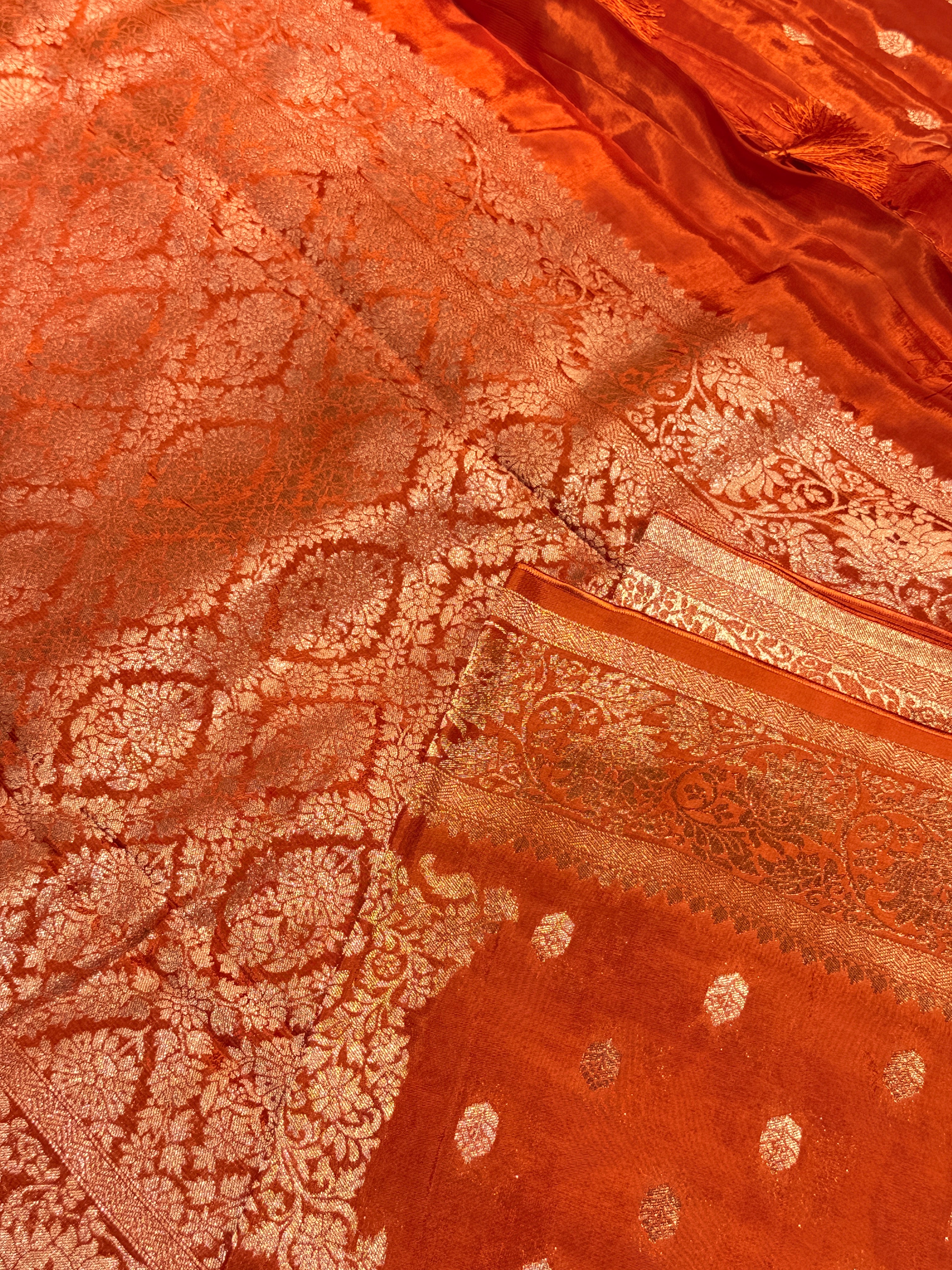 Banaras Crepe Silk- Orange