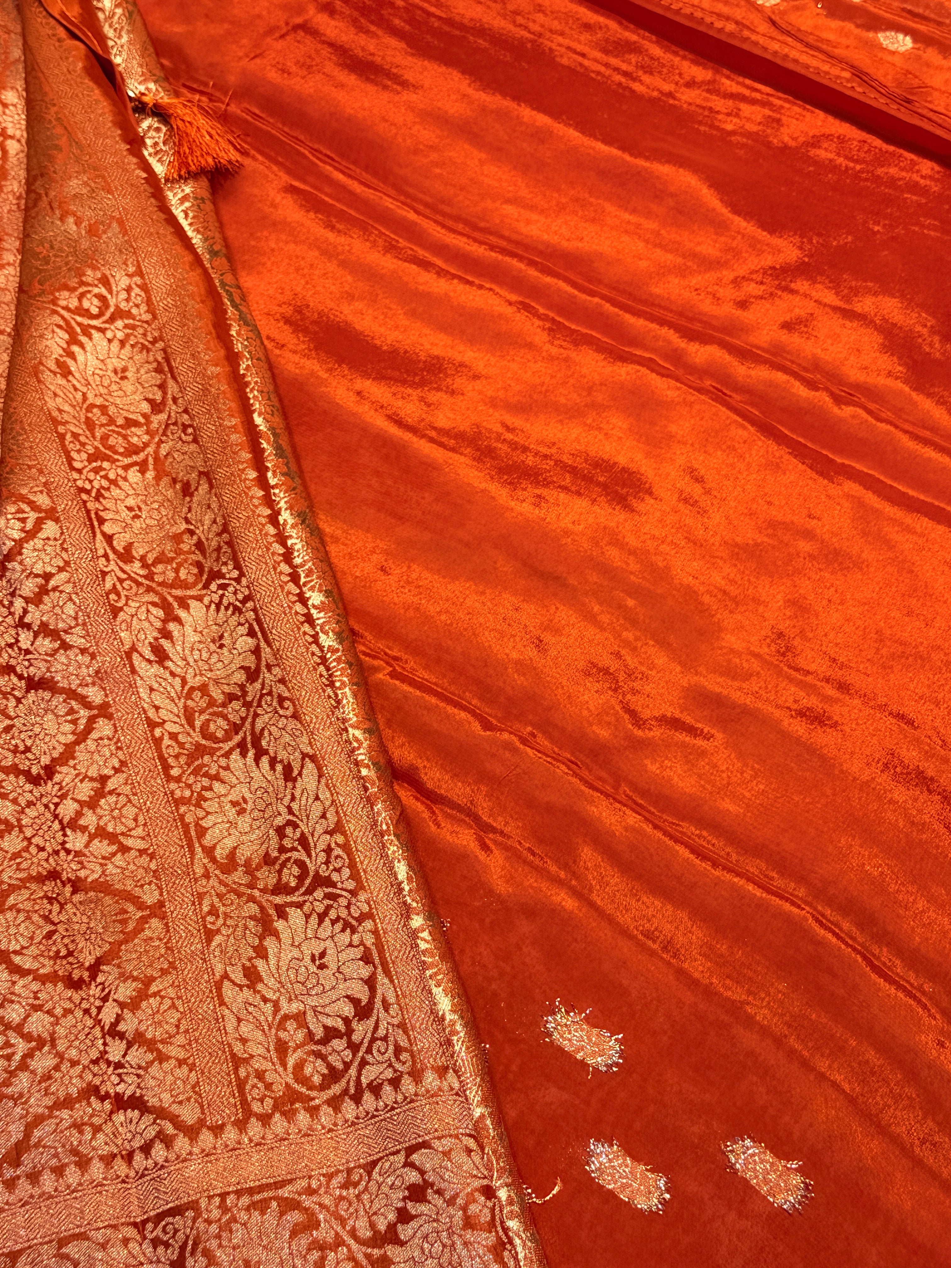 Banaras Crepe Silk- Orange