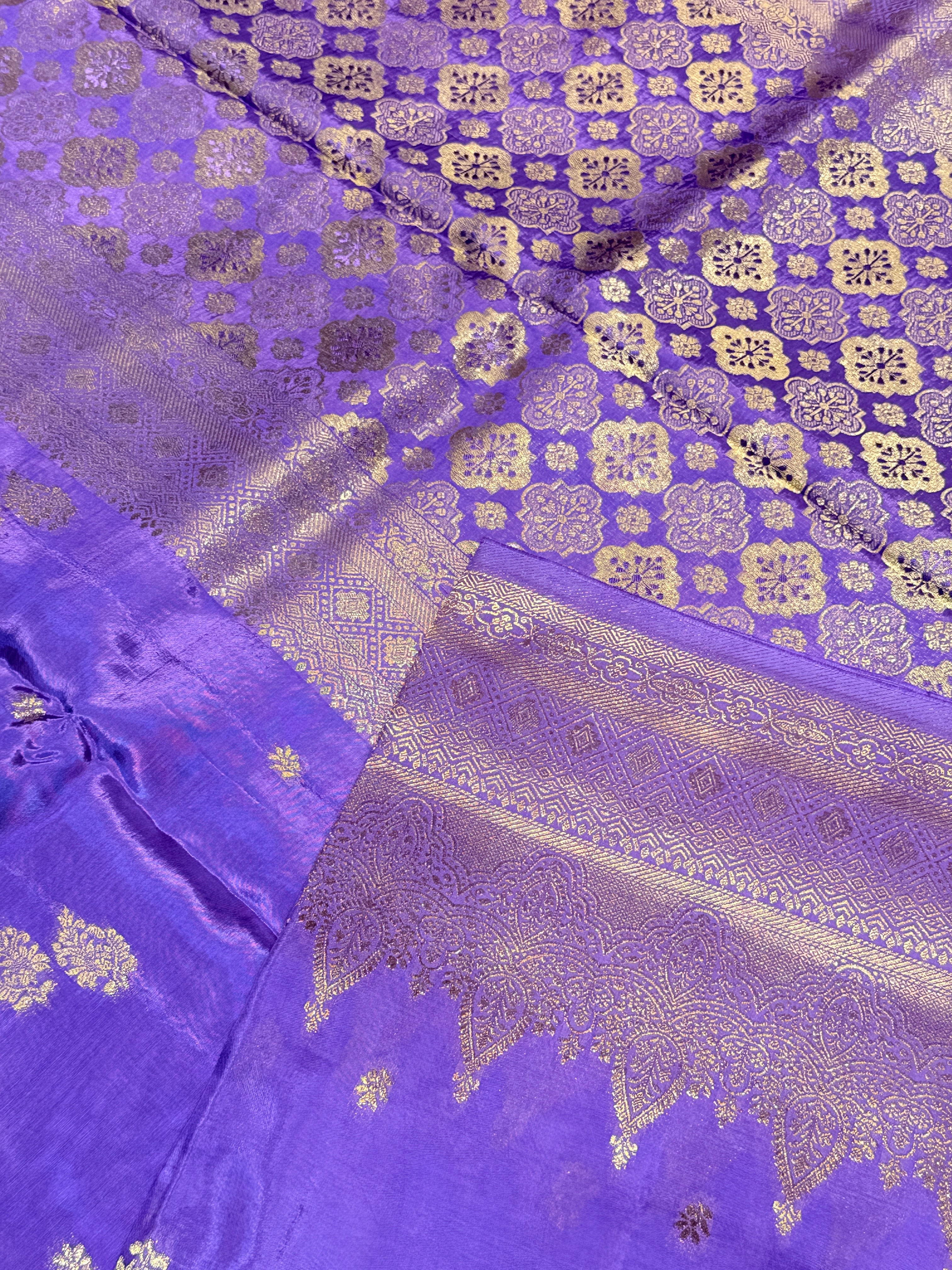 Semi Banaras Crepe- Lavender